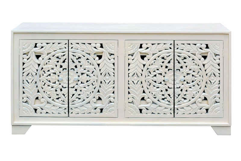 Home affaire Sideboard Kenmare, Mangoholz, dekorative Schnitzereien, Breite 170 cm