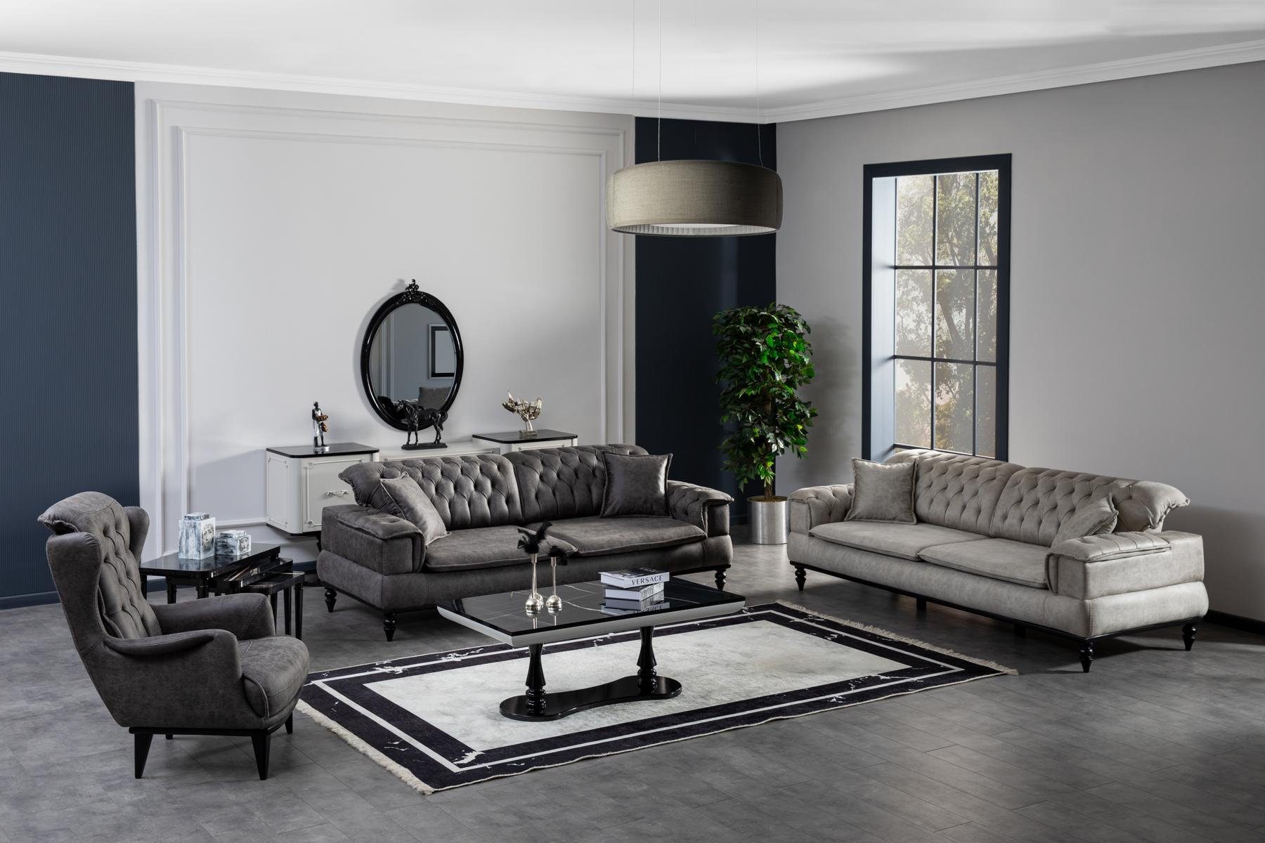 in Sitzer Couchtisch), Wohnzimmer Sofa (2-St., Europe + Nur Couchtisch JVmoebel Luxus 3 Made Sitzer 3 Wohnzimmer-Set Modern,