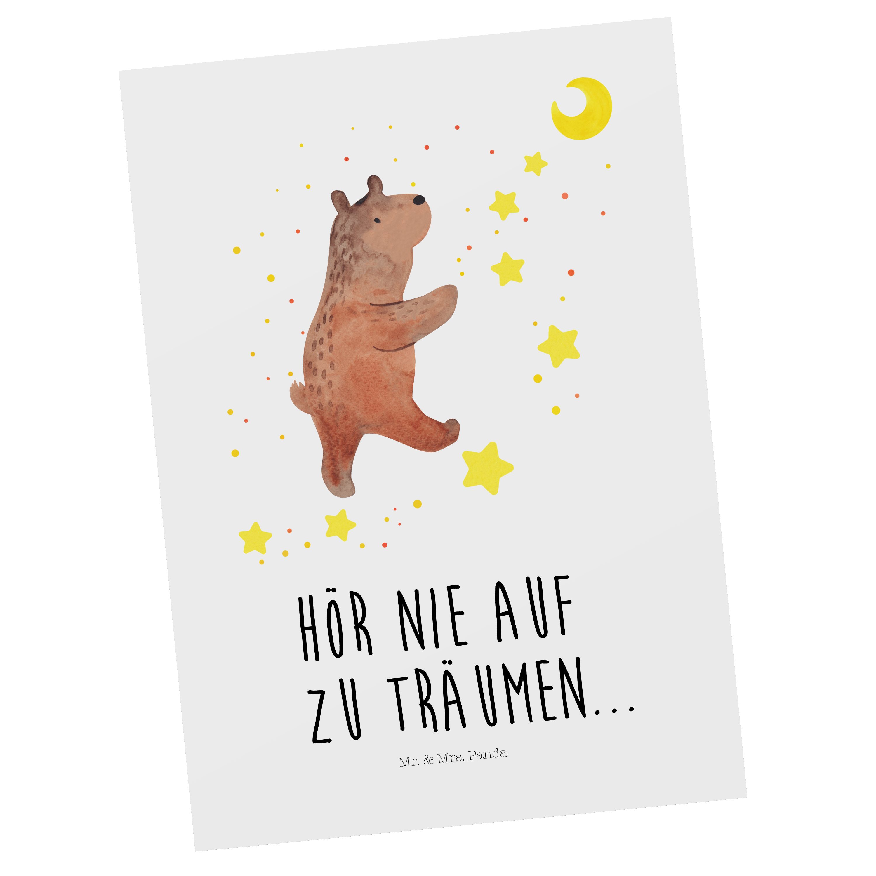 Mr. & Mrs. Panda Postkarte Bär Träume - Weiß - Geschenk, Teddy, Ansichtskarte, Einladung, Träum