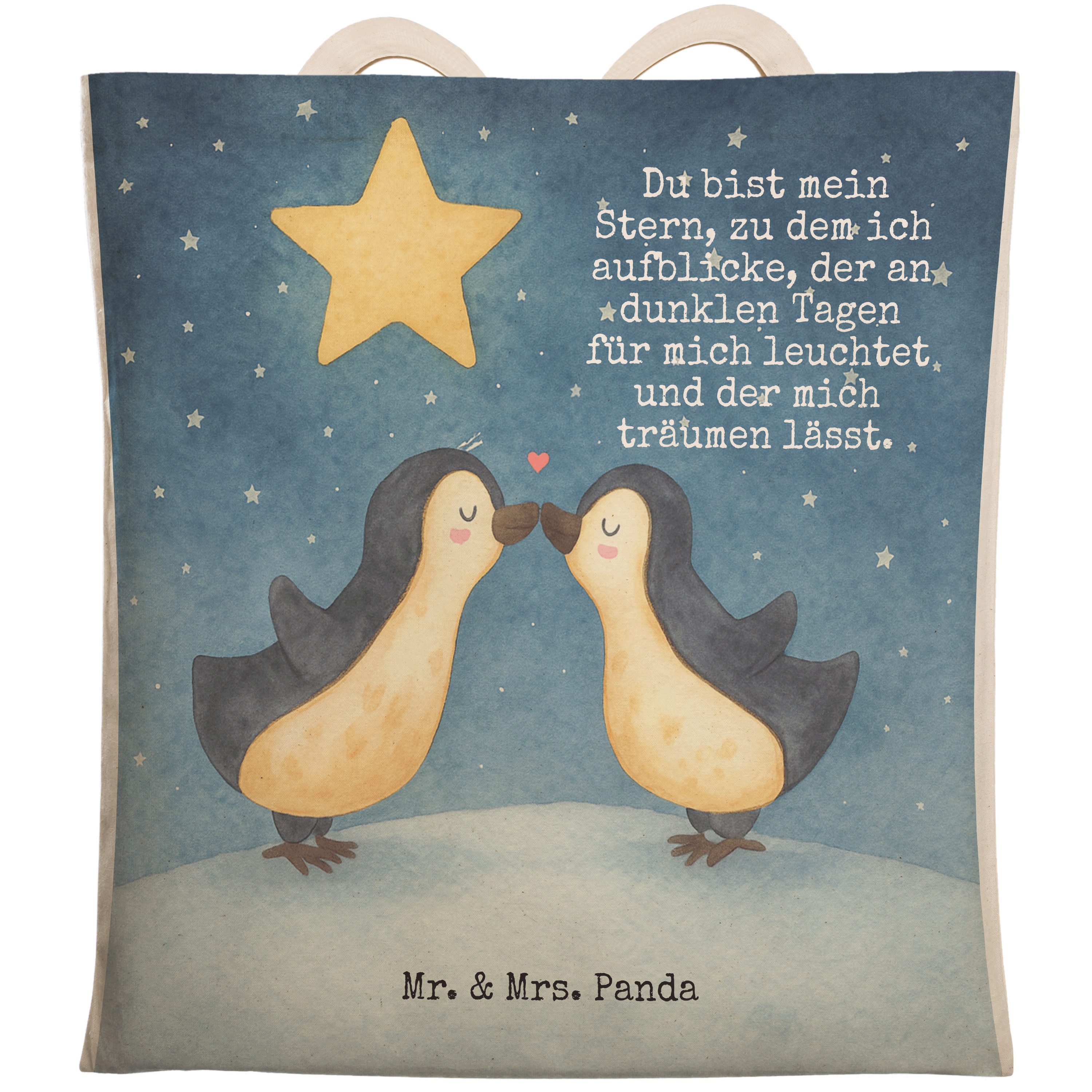 Tragetasche Pinguin Liebe Design, Tote Bag, Weiß, Tasche, Freundin, Liebesspruch