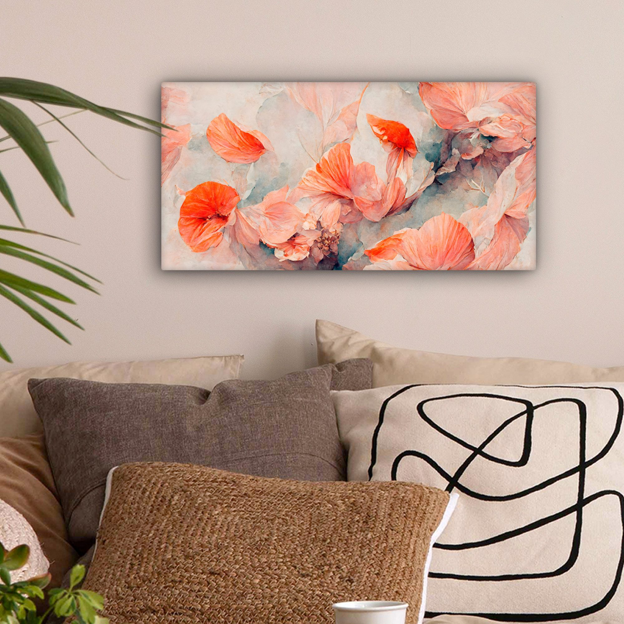 OneMillionCanvasses® Leinwandbild Panorama Blumen - Blätter günstig online kaufen