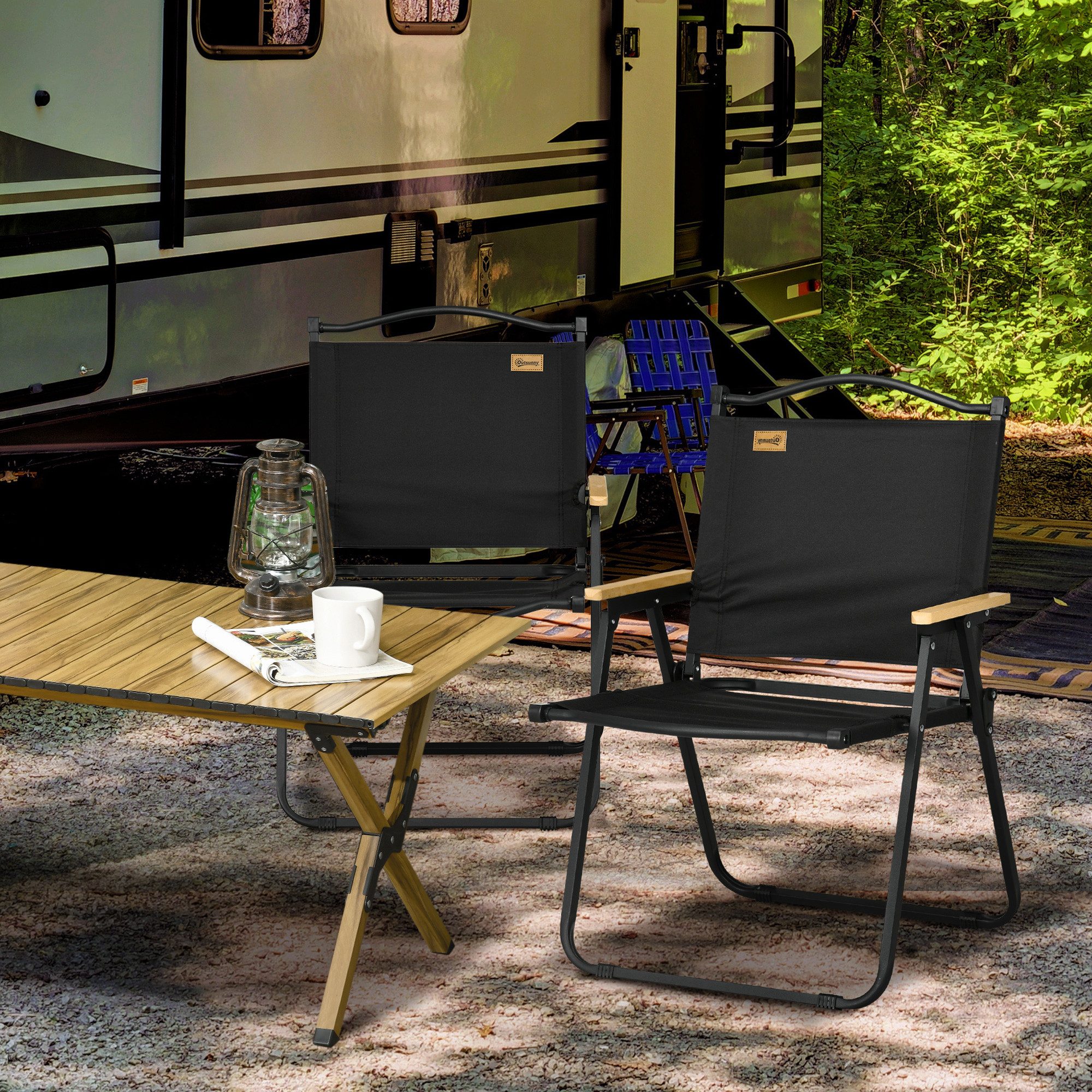 Outsunny Campingstuhl 2er Set faltbarer Gartenstuhl günstig online kaufen