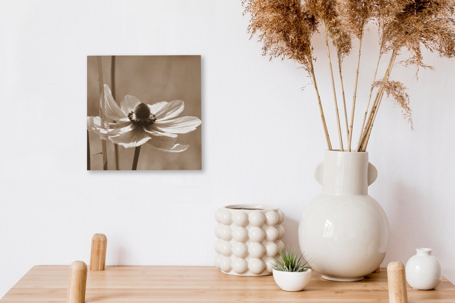 Leinwandbild Schlafzimmer Sepia-Fotodruck, Wohnzimmer bunt Anemone Bilder OneMillionCanvasses® (1 der St), Leinwand Blume für