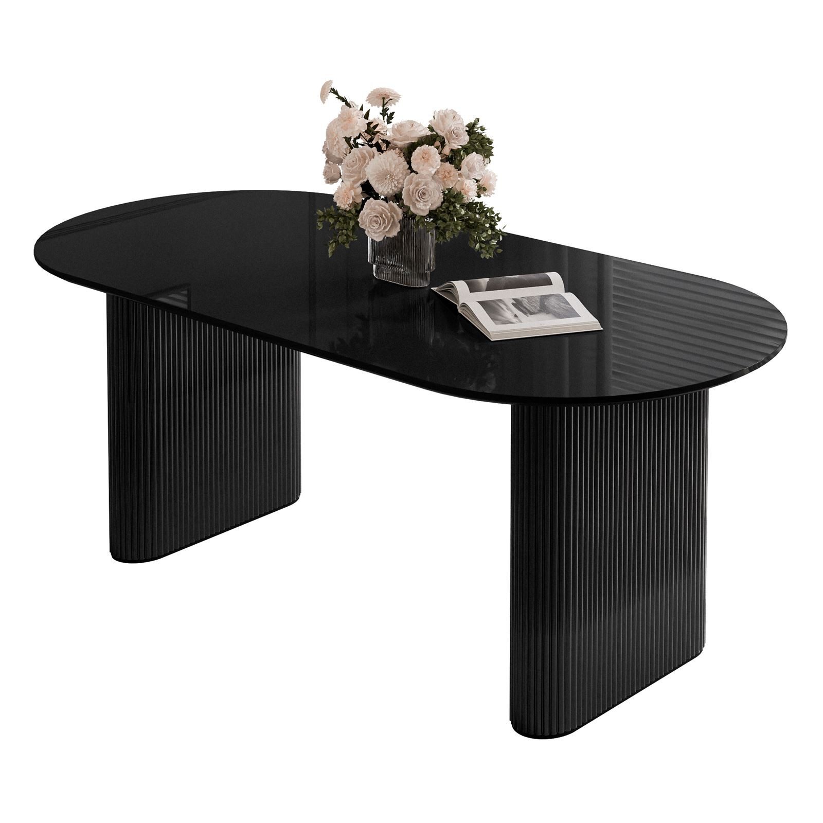 Lookway Esstisch OVI Tisch mit geriffeltem Gestell Hochglanz (1x Tisch), Br günstig online kaufen