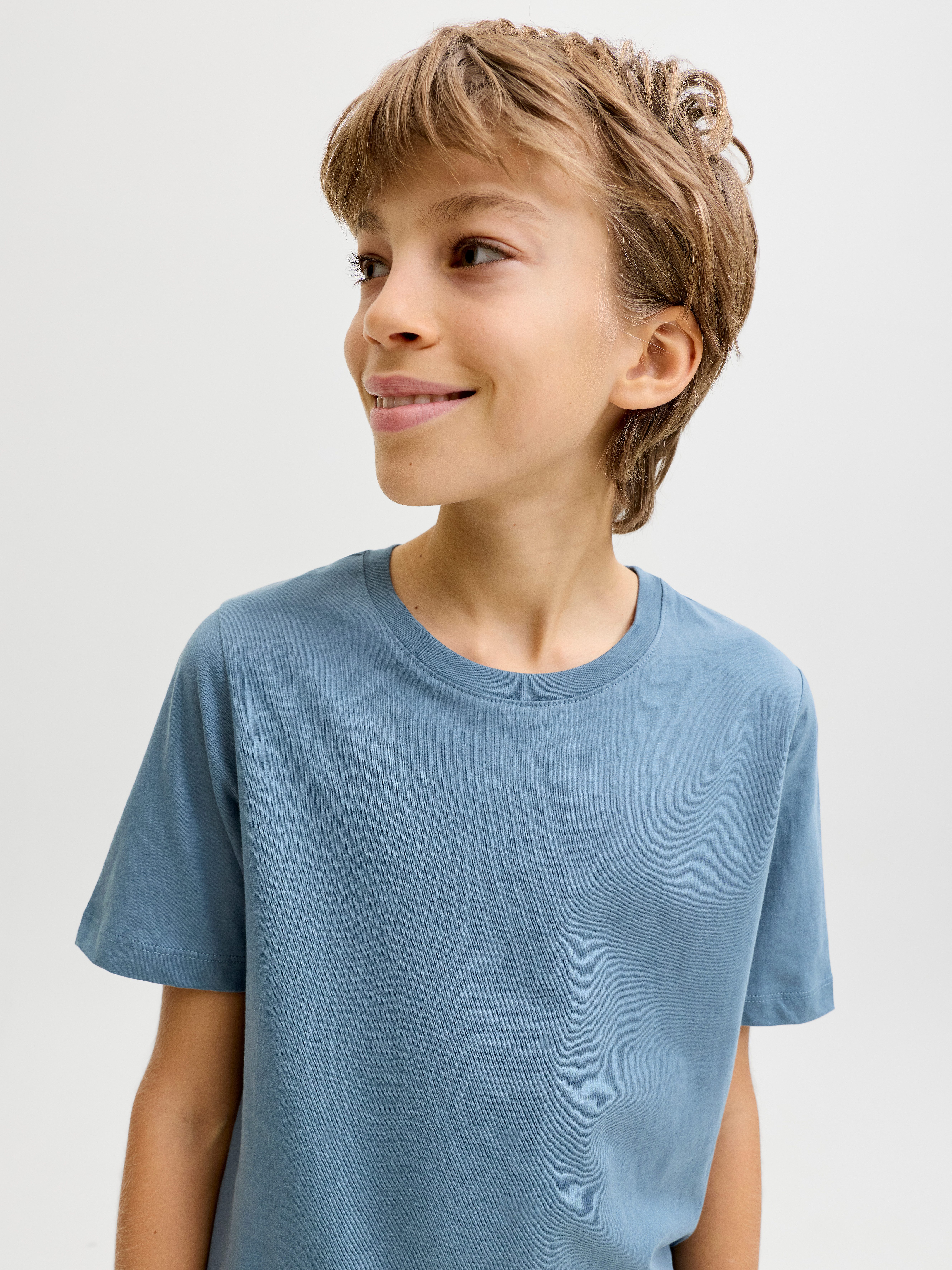 Jack & Jones Junior Rundhalsshirt JJEORGANIC figurbetont, atmungsaktiv, kombinierbar unifarben, casual, slim fit, Jersey, Rundhals