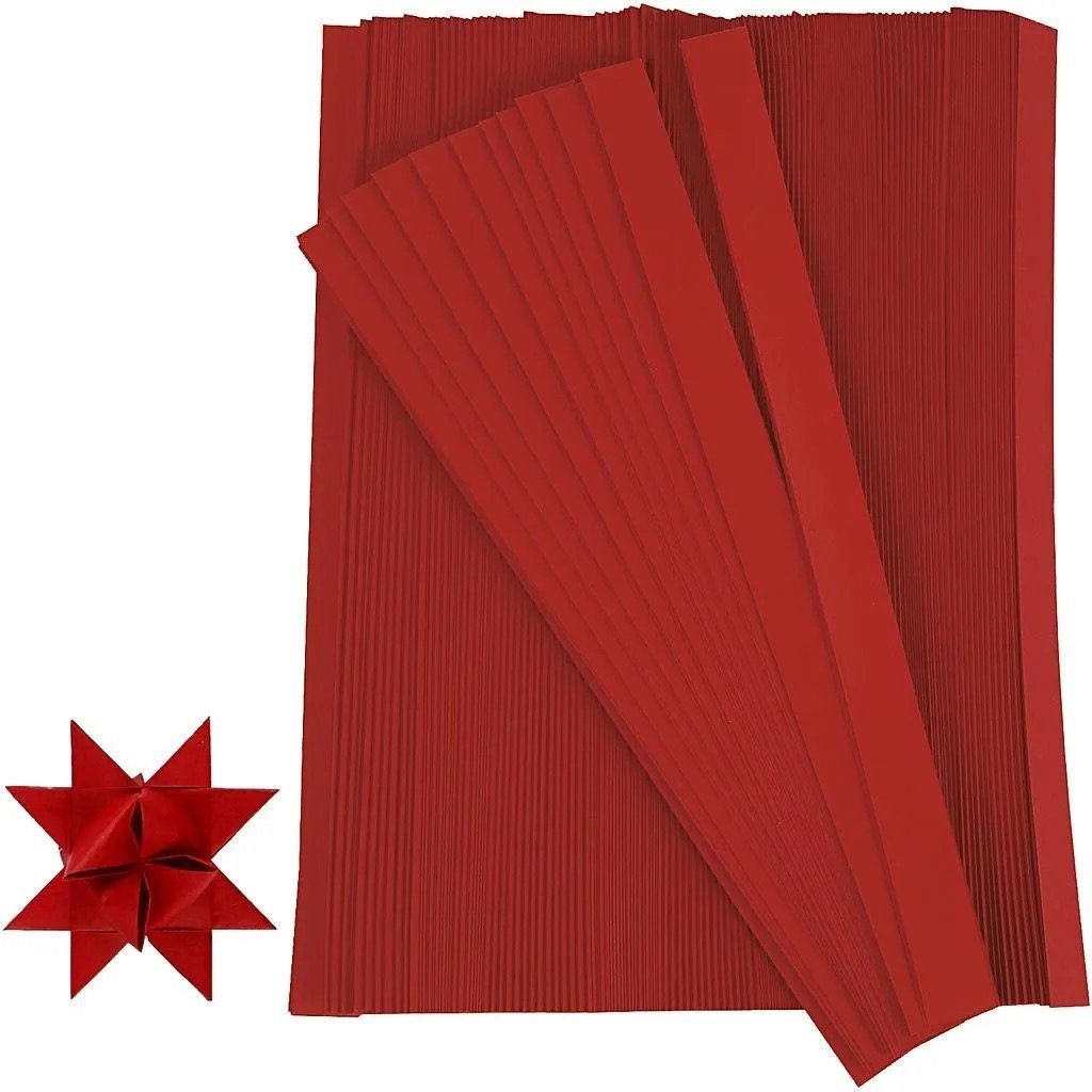 Creotime Papiersterne Papierstreifen für Fröbelsterne, D: 6,5cm, 500 Str Rot