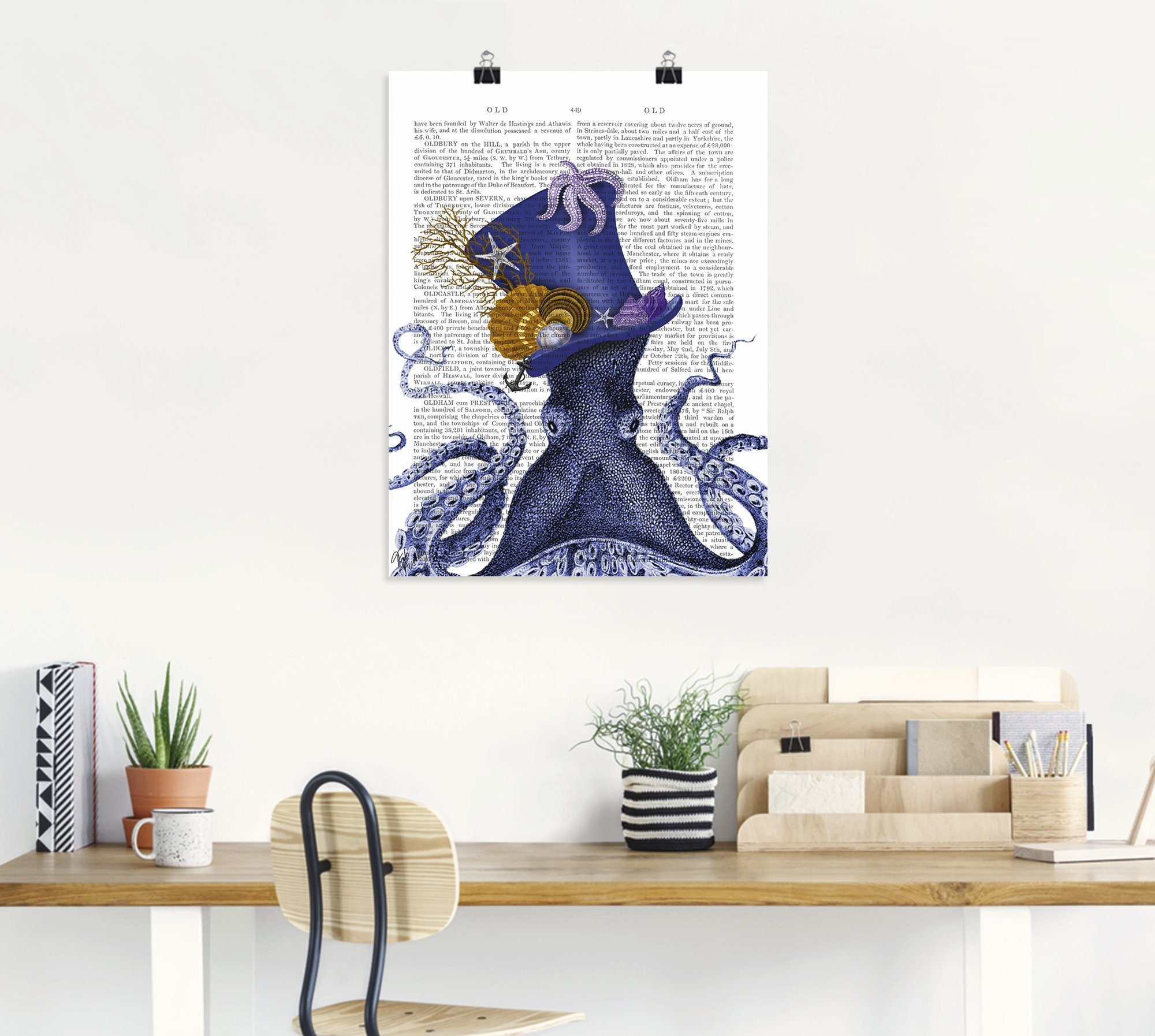 Artland Wandbild Oktopus mit Hut, Wassertiere (1 St), als Alubild, Leinwandbild, Wandaufkleber oder Poster in versch. Größen