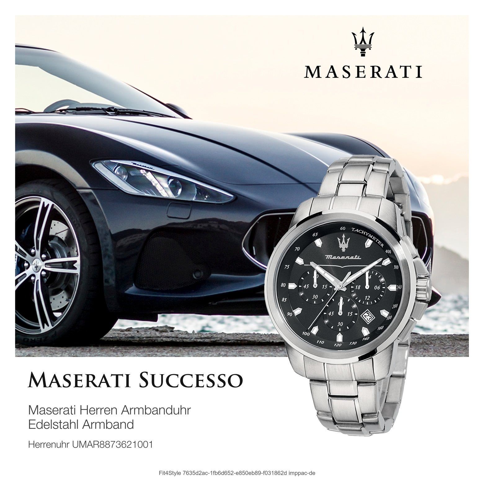 MASERATI Chronograph Maserati Herren Uhr Chronograph, (Chronograph), Herrenuhr rund, groß (ca. 52x44mm) Edelstahlarmband, Made-In Italy