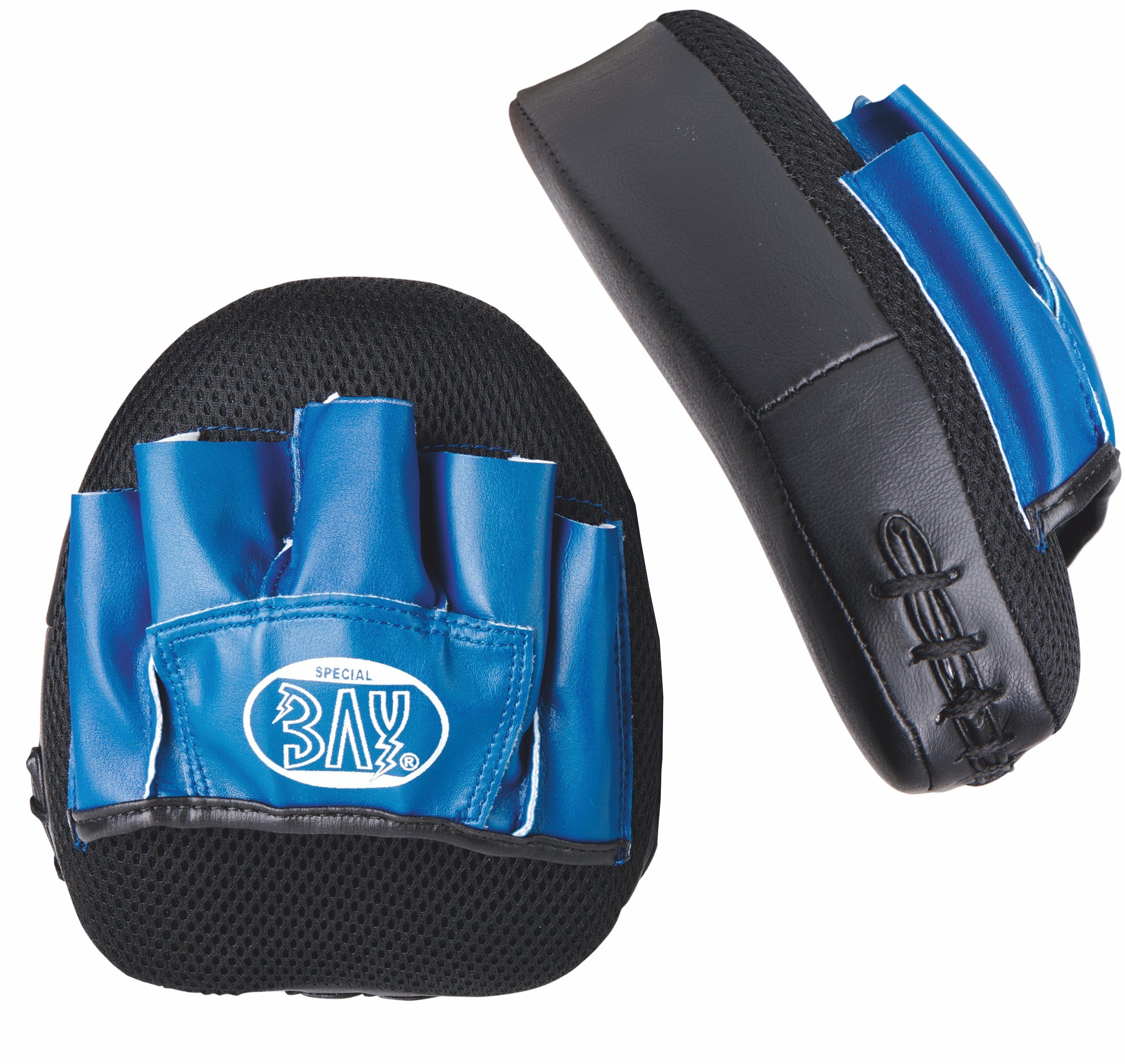 BAY-Sports Boxsack Drive BLAU Handpratzen Mesh klein Schlagpolster Schlagkissen Pratzen (1 Paar, 1 Paar), Kleine Focus Trainerpratzen mit Mesh Einsatz
