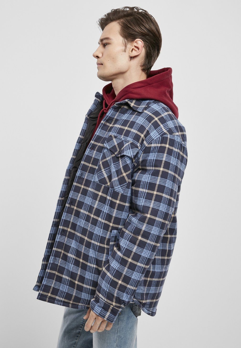 Outdoorjacke Plaid Quilted Shirt Jacket Herrenjacke
