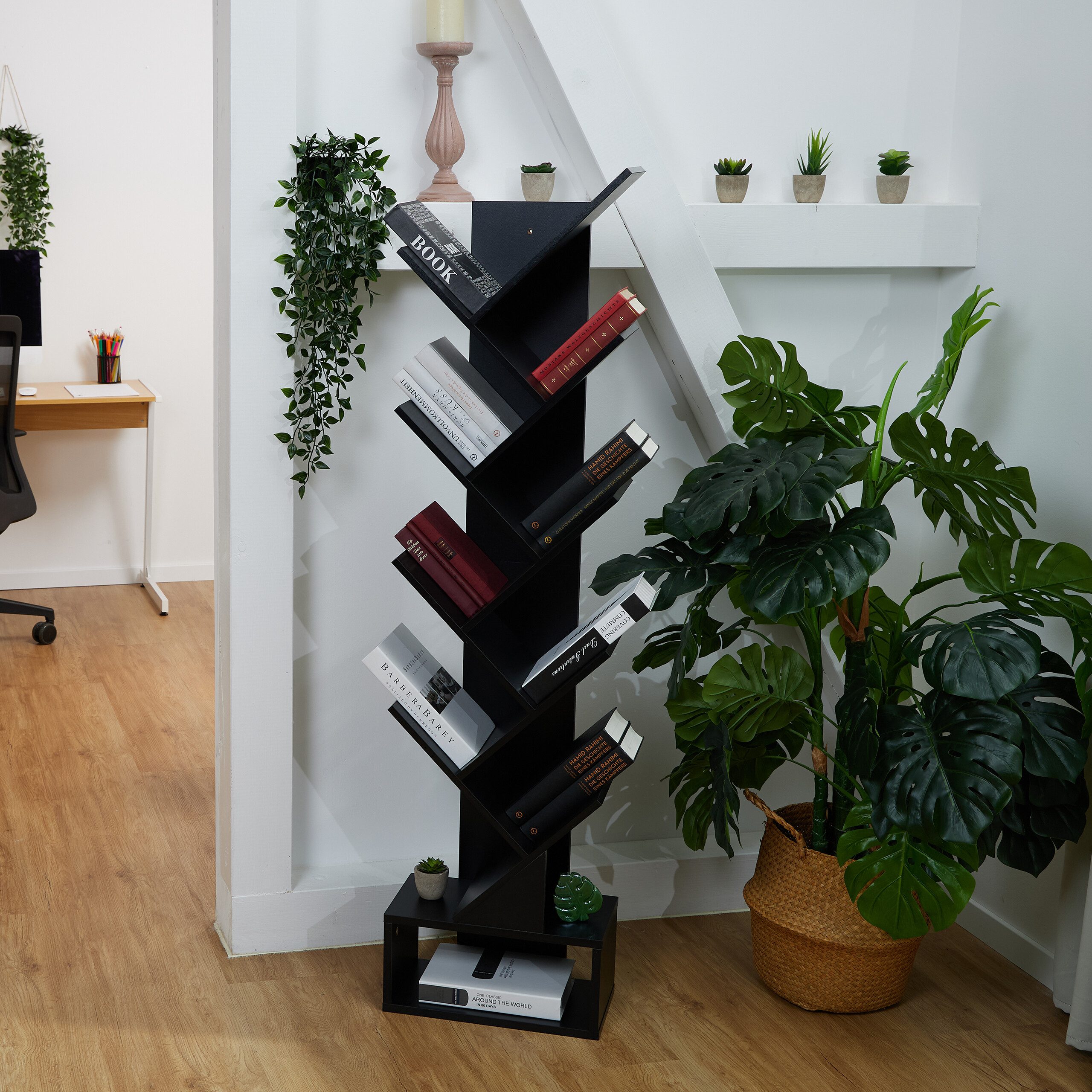 relaxdays Bücherregal in Baumform, Schwarz günstig online kaufen