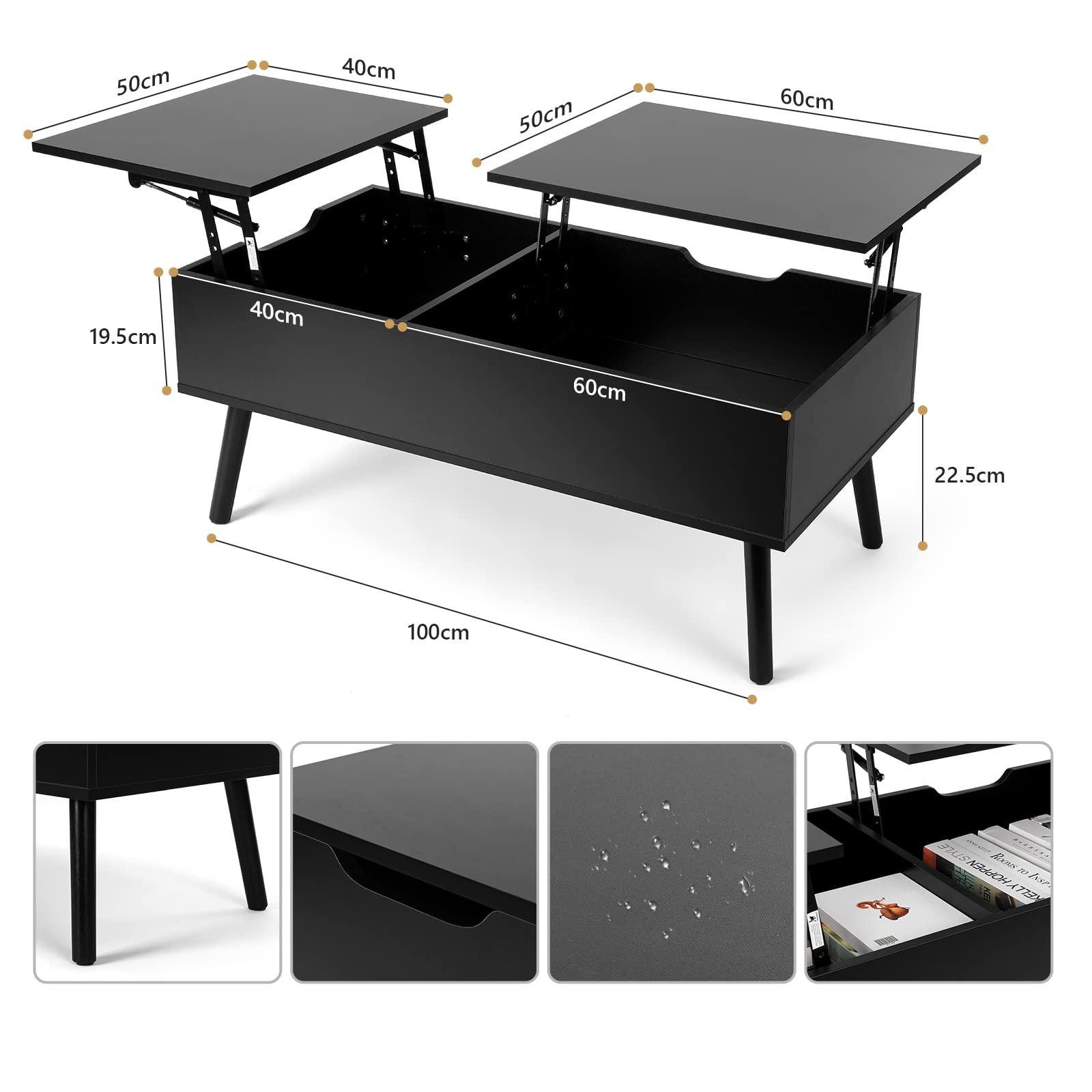 VOWNER Couchtisch Höhenverstellbarer, Versenkbarer, Wohnzimmertisch, Schwar günstig online kaufen