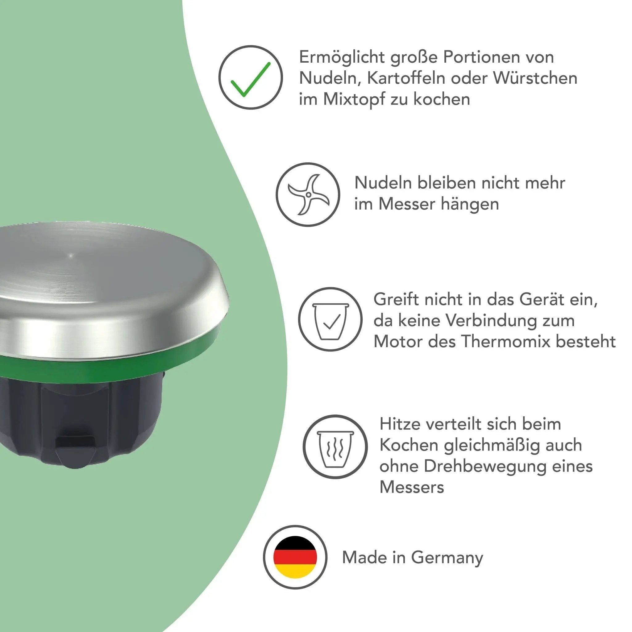 Wundermix Küchenmaschinen Zubehör-Set WunderCap® für Thermomix, Zubehör für TM7, TM6, TM5, TM31, Der revolutionäre Thermomix-Messerersatz