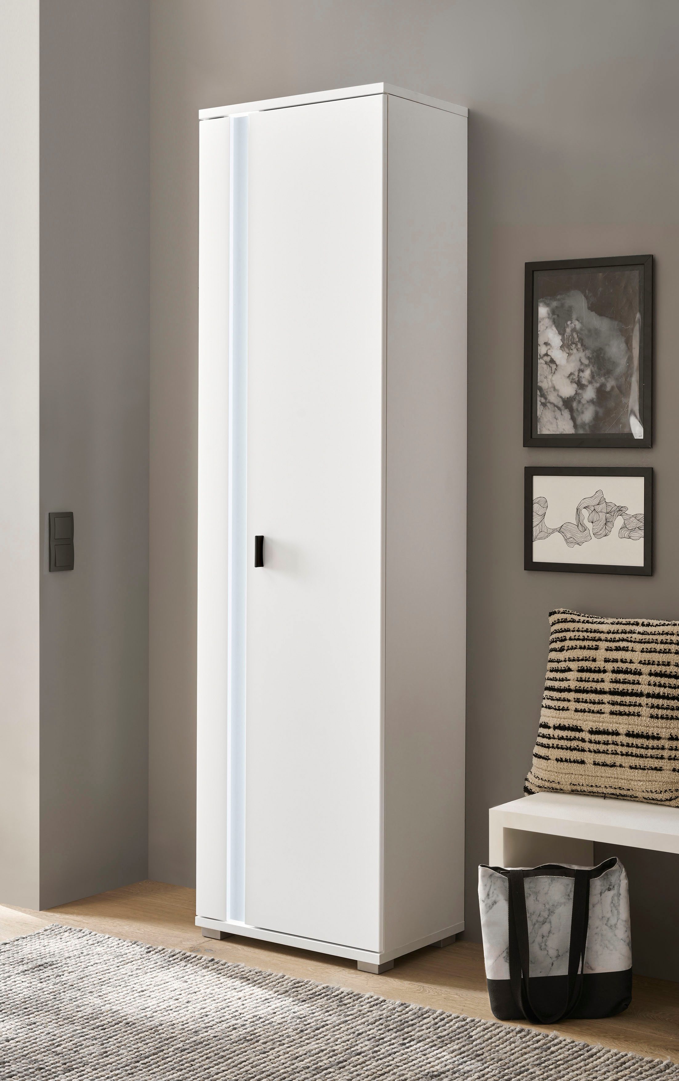 INOSIGN Mehrzweckschrank LONG ISLAND (1-St) in moderner Trendfarbe,inklusive senkrechter Beleuchtung,Breite 55 cm