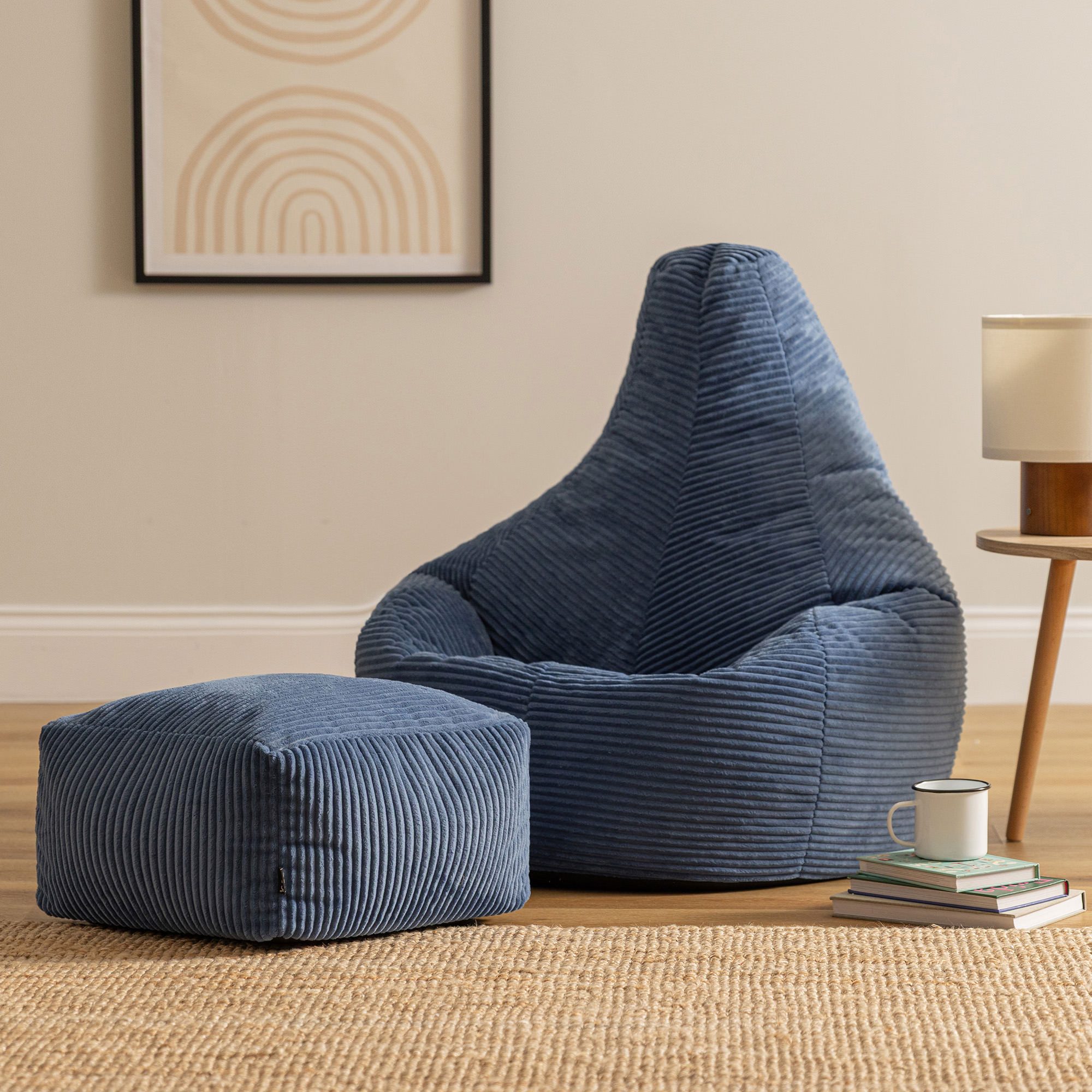 icon Sitzsack Sessel mit Rückenlehne aus Cord „Dalton“ mit Hocker (Spar-Set, 1 x Sitzsack, 1 x Fußhocker), Sitzsack XXL, Gaming Sitzsack, Made in Germany, Erwac – Bild 3 von 5