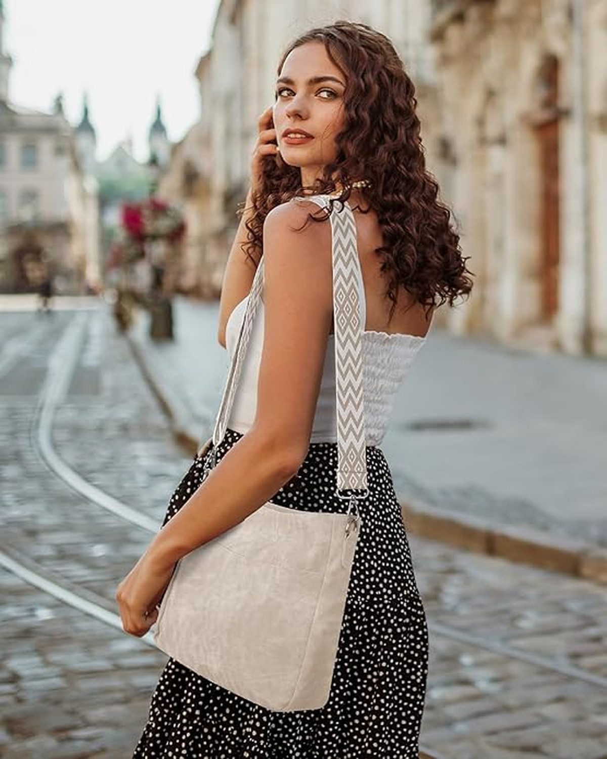 Toomoke Schultertasche Damen Handtasche,Crossbody Bag,shopper Mit Verstellbar,weiß (für den täglichen Gebrauch, zum Pendeln, wasserabweisendes, Geschenk), Mittel Damen Umhängetasche,Breiter Gurt,PU-Material,28*26*8cm