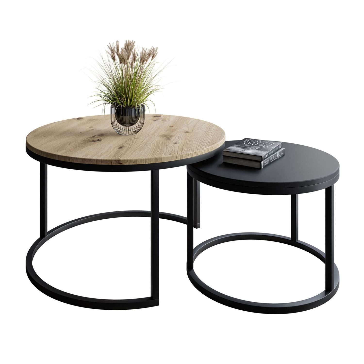 Lookway Couchtisch CIRI MIX 2in1 Runder Tisch (2er Set), Durchmesser: ⌀70 c günstig online kaufen