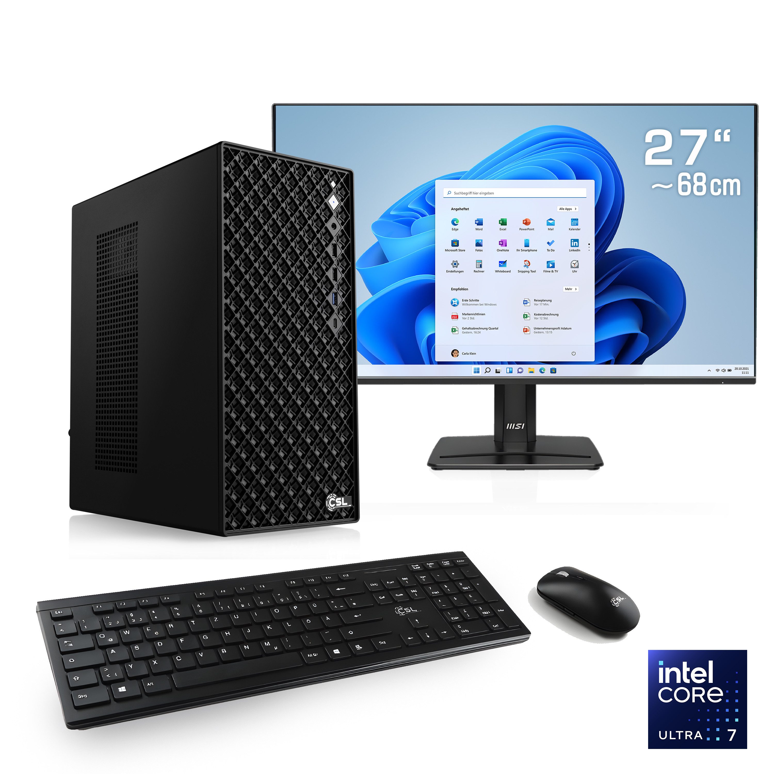 CSL Mystic V24139 Gaming-PC-Komplettsystem (27", Intel® 265K, AMD Radeon™ Vega 8 Graphics, 32 GB RAM, 1000 GB SSD)