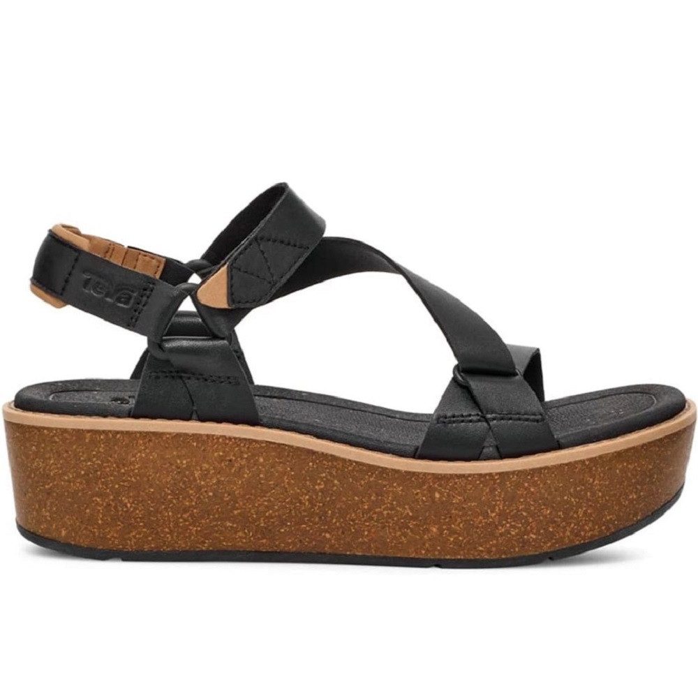 Teva Madera Wedge Damen Sandalen Plateausandalen Freizeit Leder 1151015 BLK Plateausandale Komfort