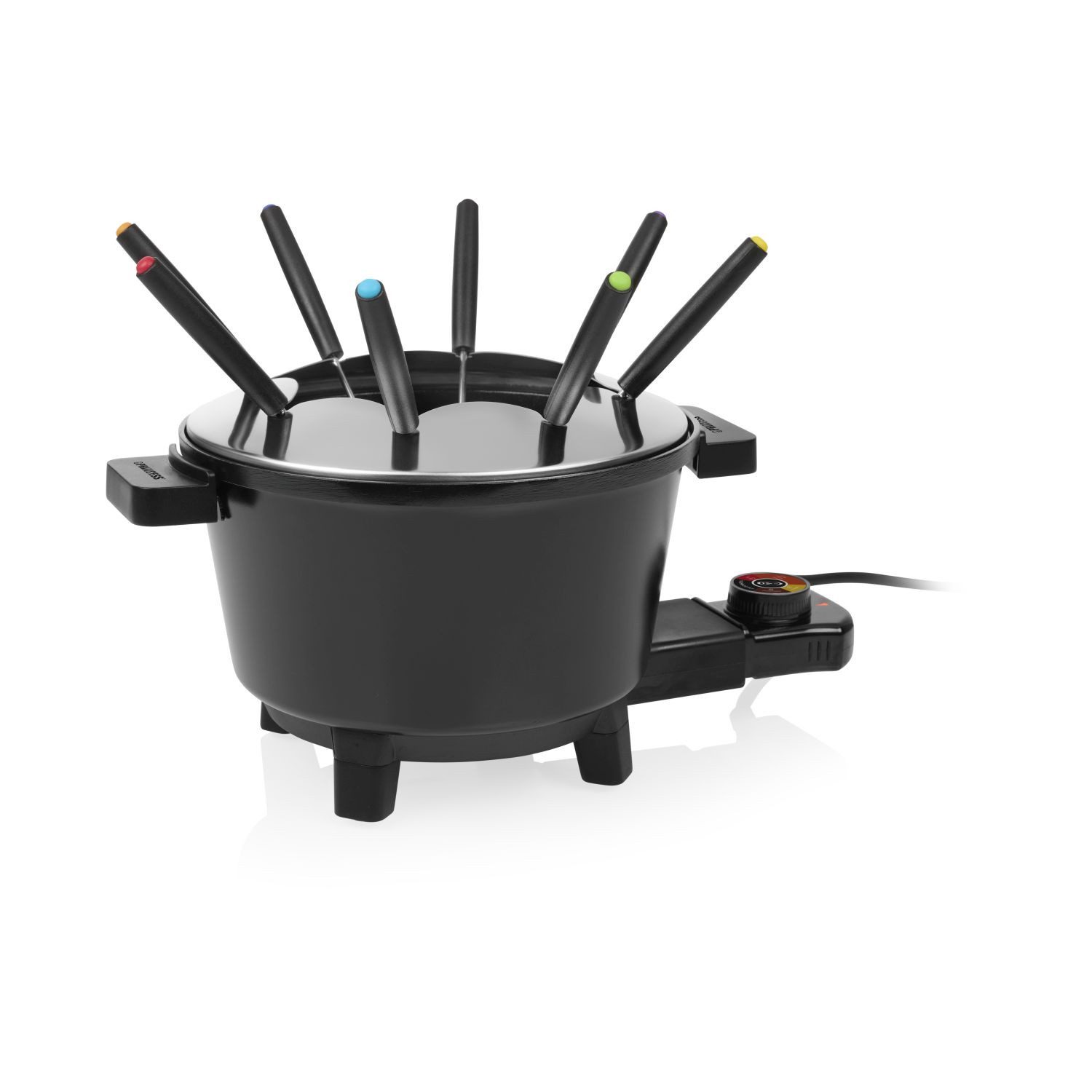 PRINCESS Fondue Princess 173110 Fondue Black – 1,5 L – Einstellbarer Thermostat – 8 Ga, Großes Volumen 1,5L – Einstellbarer Thermostat