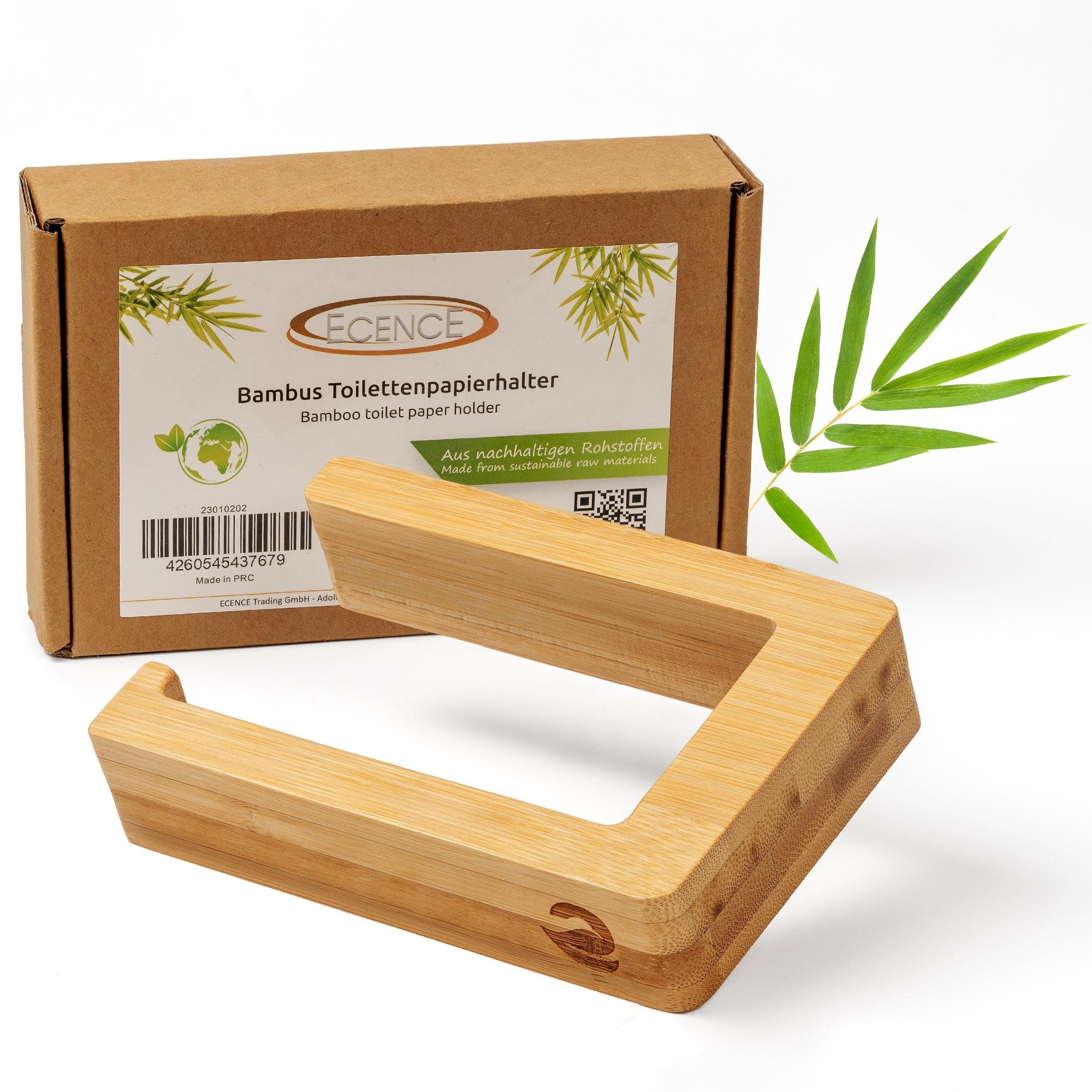 ECENCE Toilettenpapierhalter 1x Toilettenpapierhalter Holz, selbstklebend günstig online kaufen