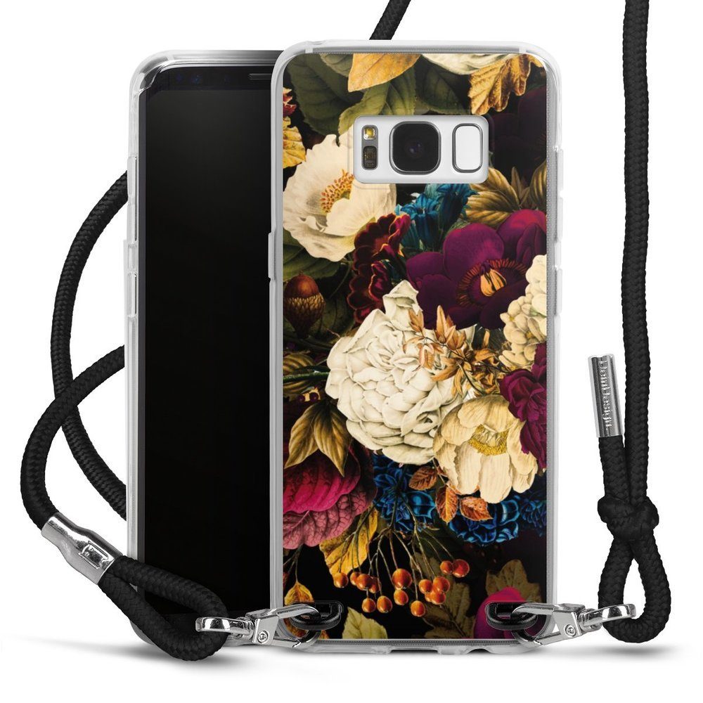 DeinDesign Handyhülle Vintage Blumen Muster Dark Vintage Flowers, Samsung  Galaxy S8 Handykette Hülle mit Band Case zum Umhängen