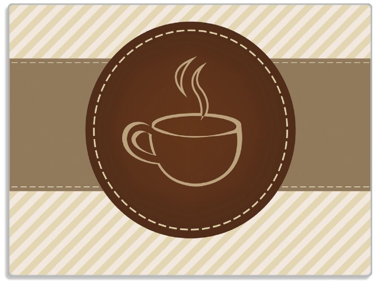 Wallario Schneidebrett Kaffee-Menü - Logo Symbol für Kaffee, ESG-Sicherheitsglas, (inkl. rutschfester Gummifüße 4mm, 1-St), 30x40cm