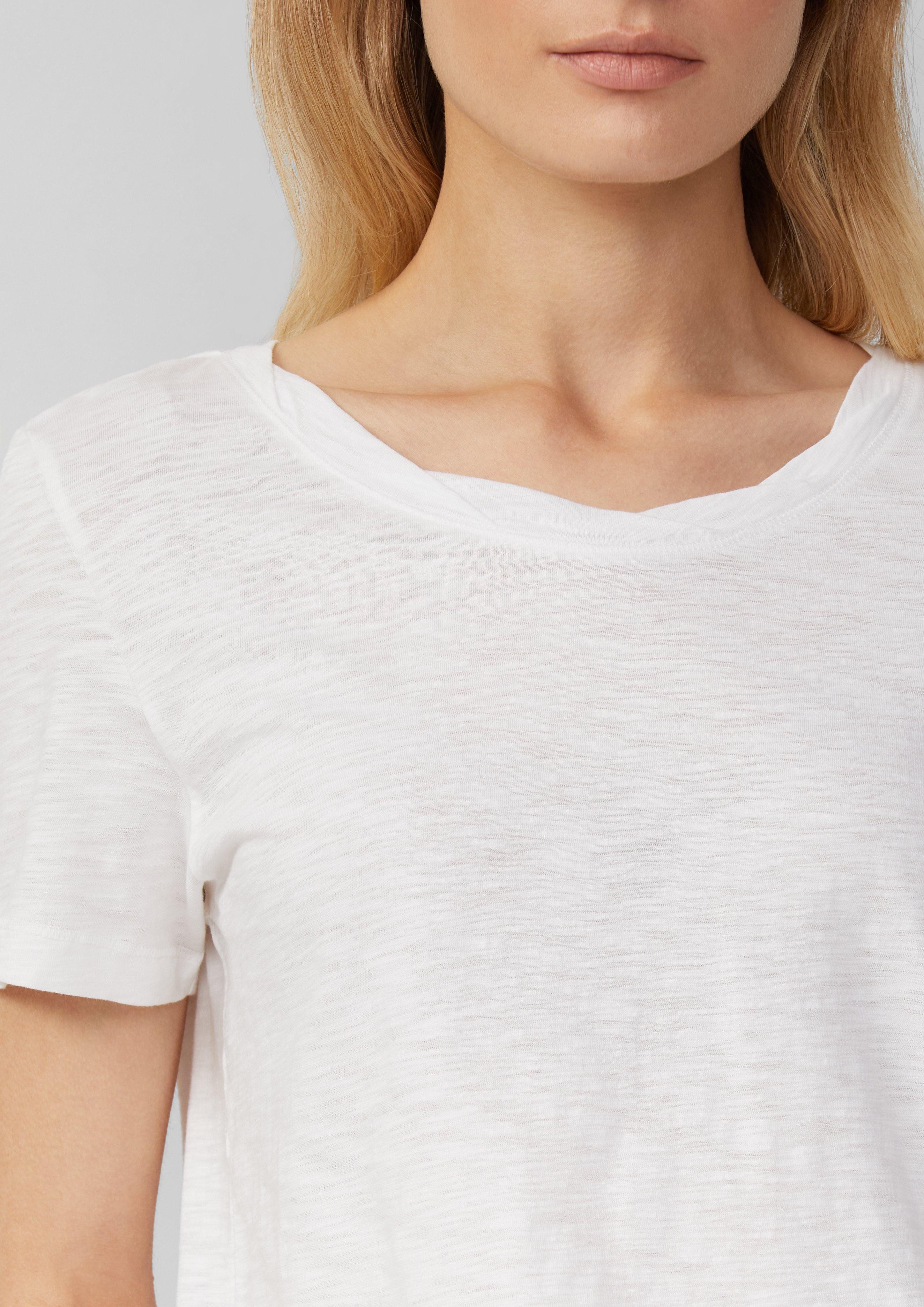 s.Oliver Kurzarmshirt T-Shirt mit Flammgarnstruktur und günstig online kaufen