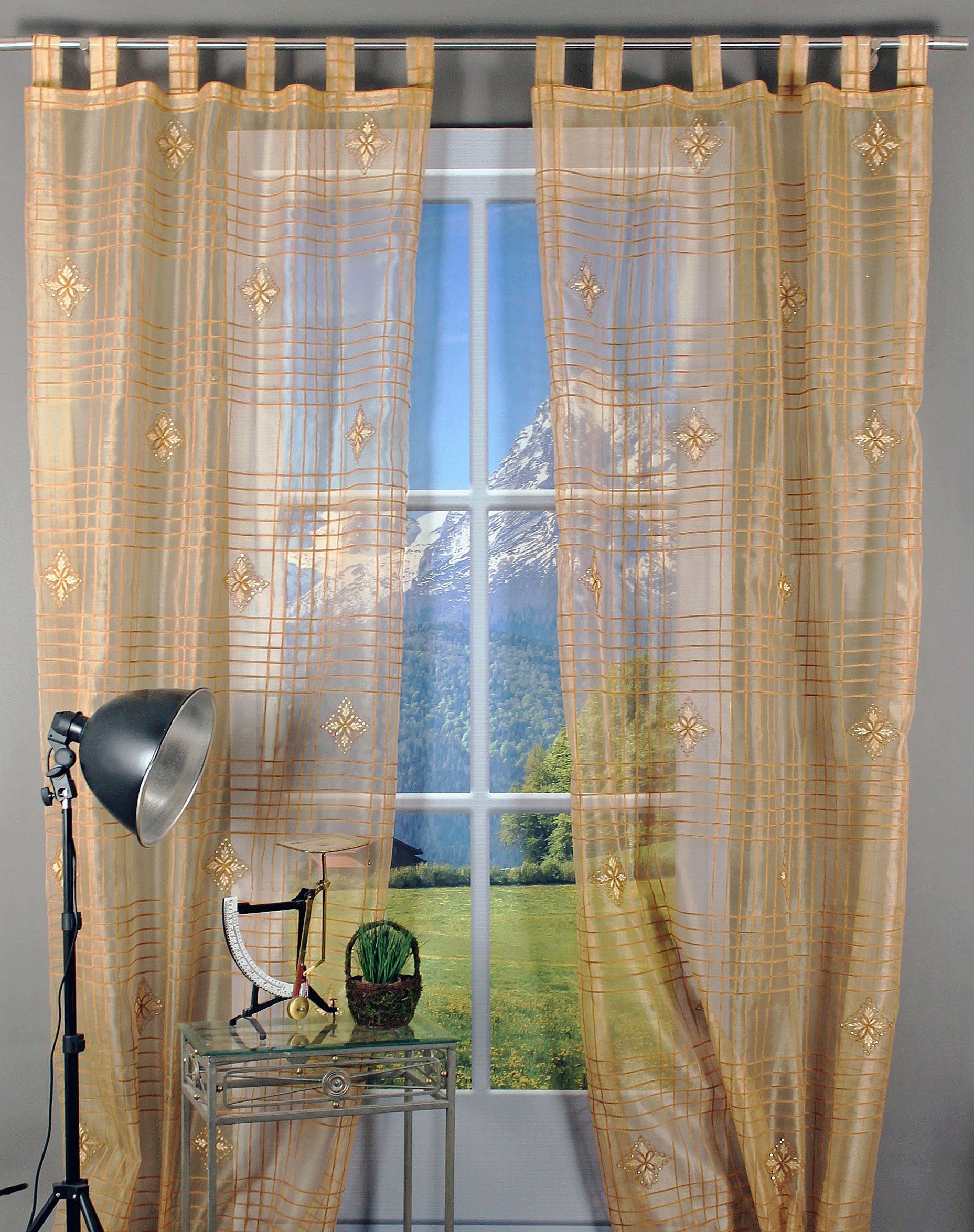 Gardine Stellisee, HOSSNER - ART OF DECO, Schlaufen transparent, HOME St), (1 besonderen im Schlaufenschal Design