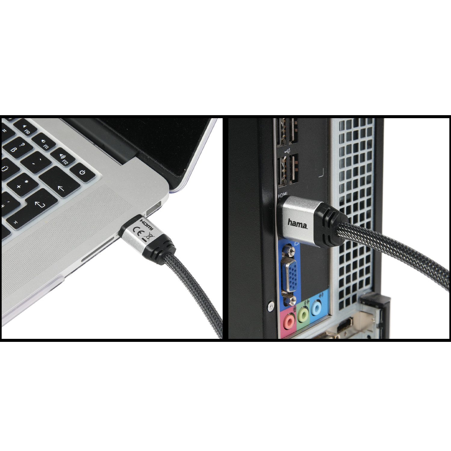 Hama HQ High-Speed HDMI-Kabel 4m 2.0b Gewebe Gold Video-Kabel, HDMI, (400 cm), 4K UHD HD TV HDR ARC 3D