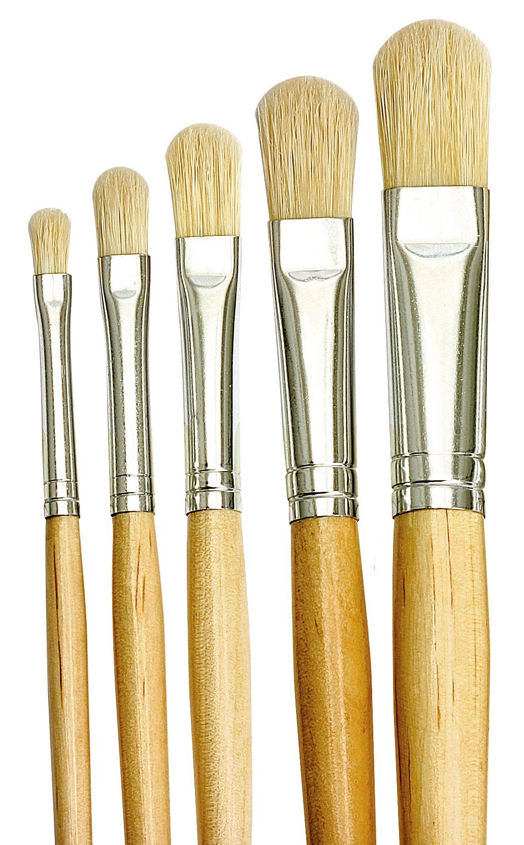 VBS Malpinsel Katzenzungenpinsel-Set Nature, 5 Stück