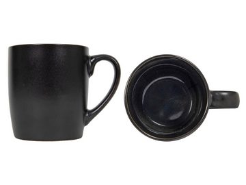 Spetebo Tasse Kaffeebecher schwarz metallic 350 ml, Porzellan, Kaffeetasse Teetasse mit Henkel spülmaschinenfest