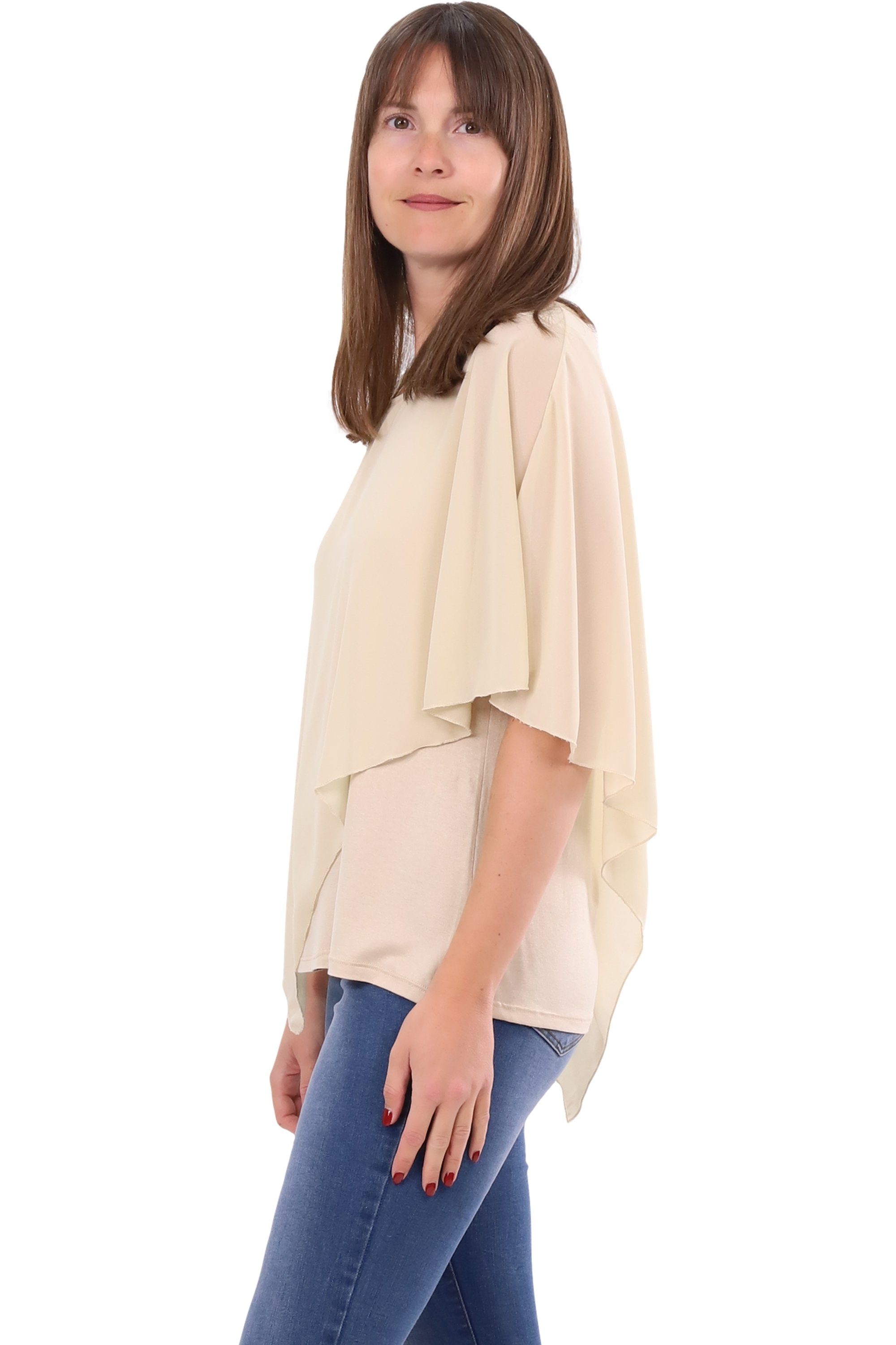 malito more than fashion Chiffonbluse malito Damen Chiffonbluse asymmetrisch 10732 Schlupfbluse Blusenshirt asymmetrisch geschnitten Einheitsgröße