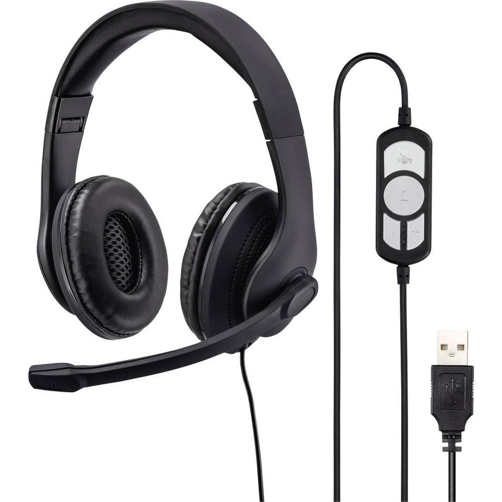 Hama PC-Office-Headset "", Stereo Kopfhörer (Lautstärkeregelung, Mikrofon-Stummschaltung)