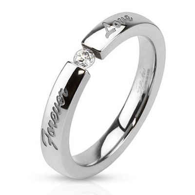 BUNGSA Fingerring »Ring Forever Love Silber aus Edelstahl Unisex« (Ring, 1-tlg., inkl. Schmuckbeutel aus Organza), Frauen Mädchen
