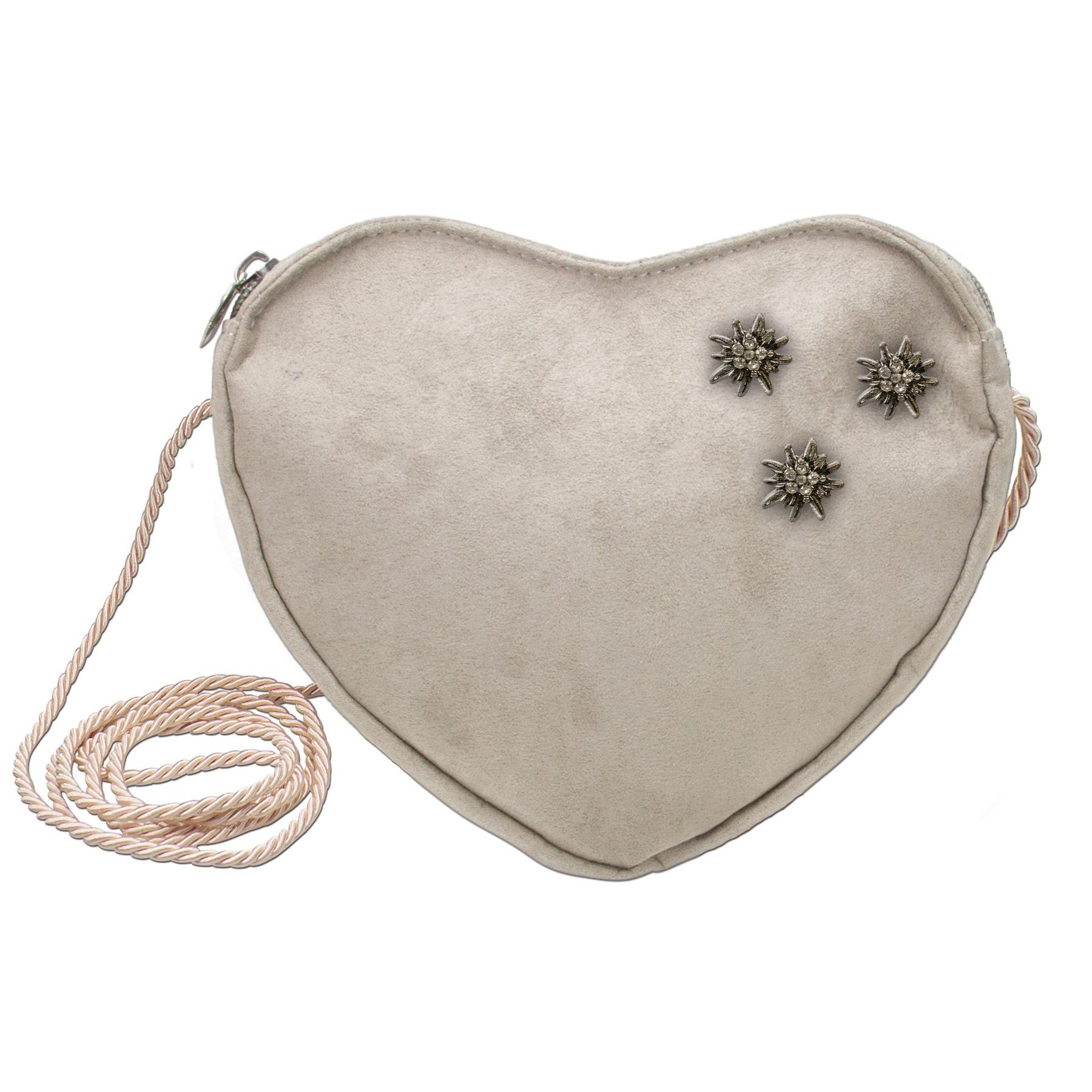 Schultertasche Herztasche Strass-Edelweiß Mini (taupe-grau)