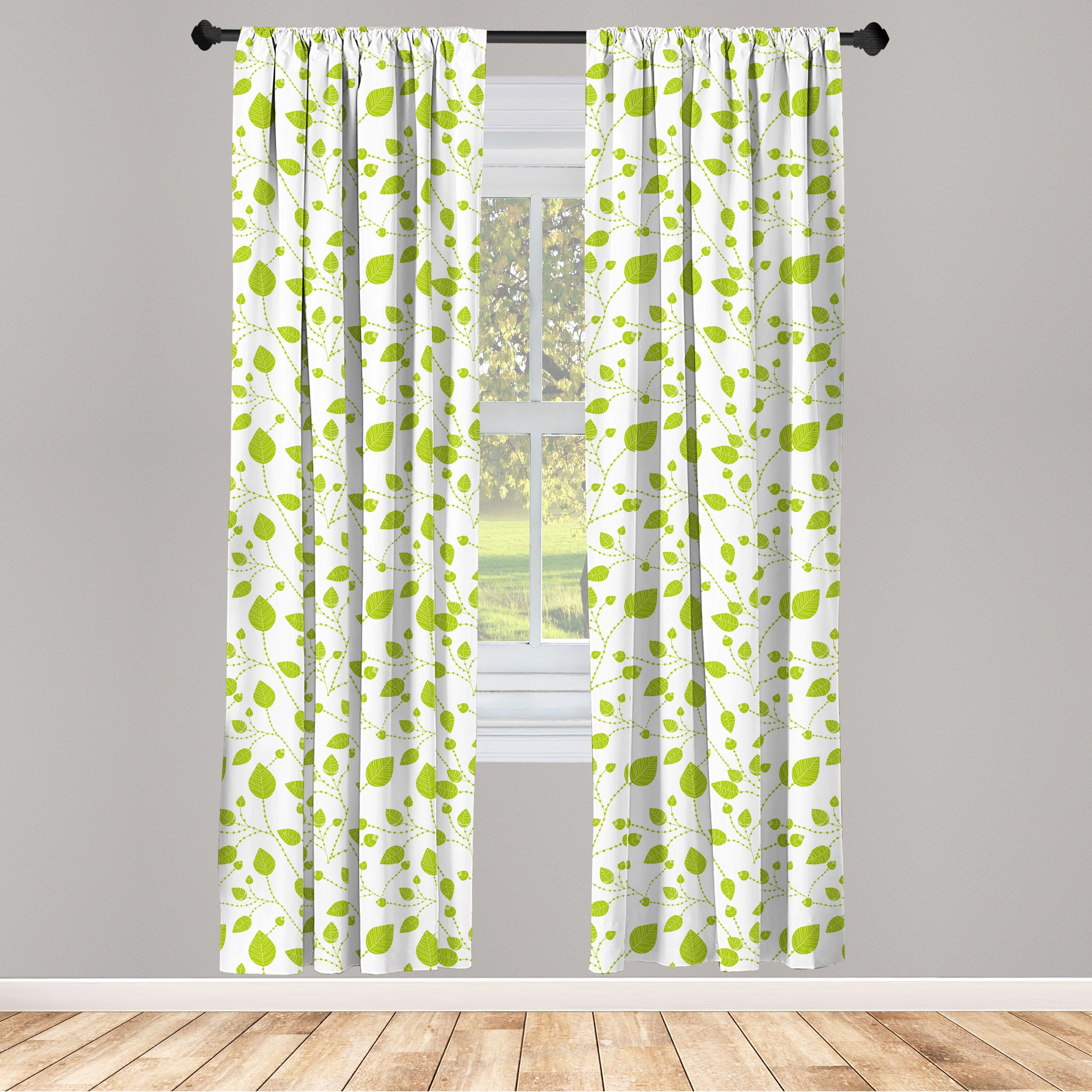 Gardine Vorhang für Wohnzimmer Schlafzimmer Dekor, Abakuhaus, Microfaser, Blumen Frühlings-Blätter auf Zweigen