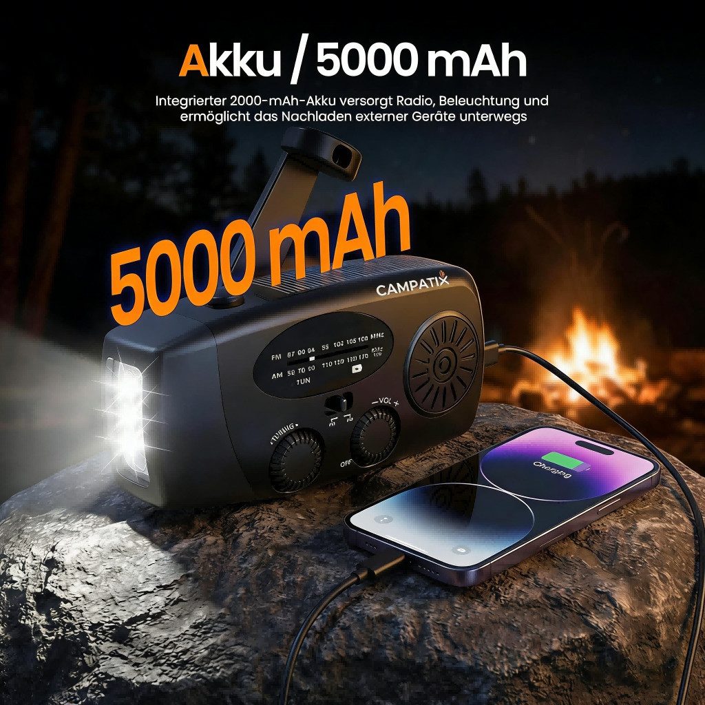 ibettertec Notfallradio, Solar Radio, Tragbares Radio, AM/FM/NOAA Kurbelradio Notfallradio (Led Taschenlampe, SOS-Alarm, handy ladefunktion, für Camping, Ourdoor)