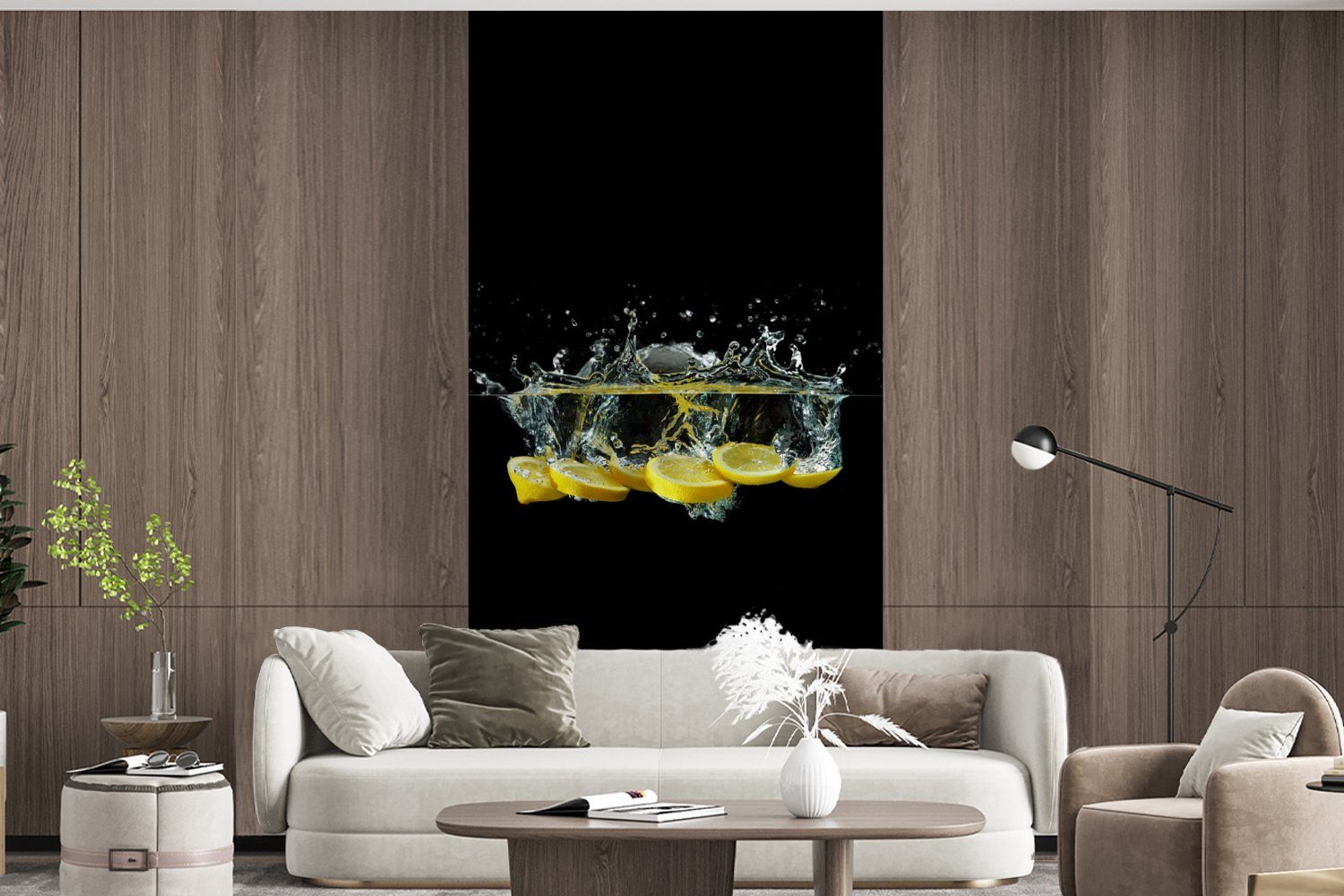MuchoWow Fototapete Zitrone - Frucht - Küche, Stilleben Wasser, - St), Matt, für - Vliestapete Wohnzimmer Schlafzimmer bedruckt, Fototapete (2 Gelb