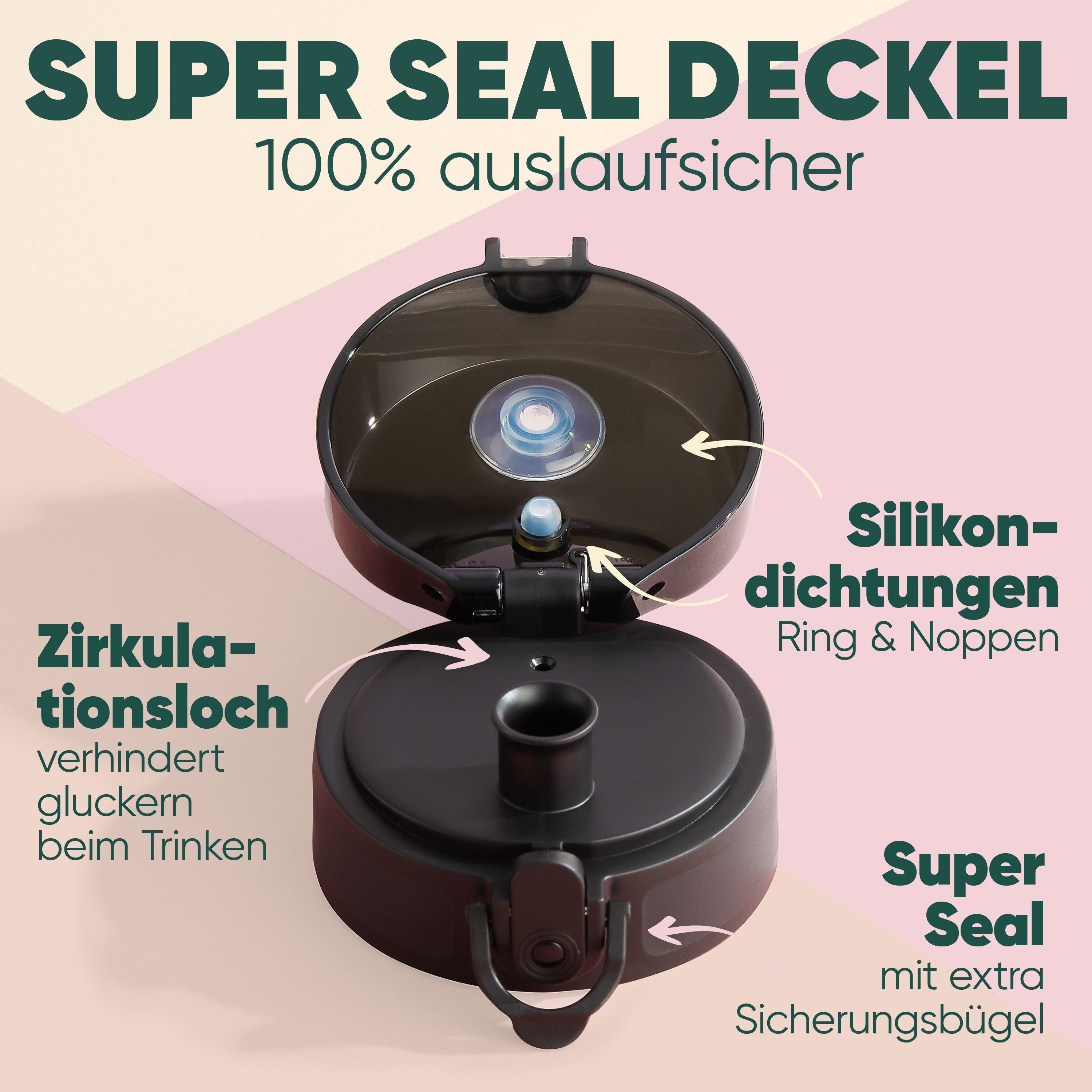 Blumtal Trinkflasche auslaufsichere Trinkflasche Sport + 1-Klick-Verschluss, BPA-freie Wasserflasche mit Sieb - spülmaschinenfest