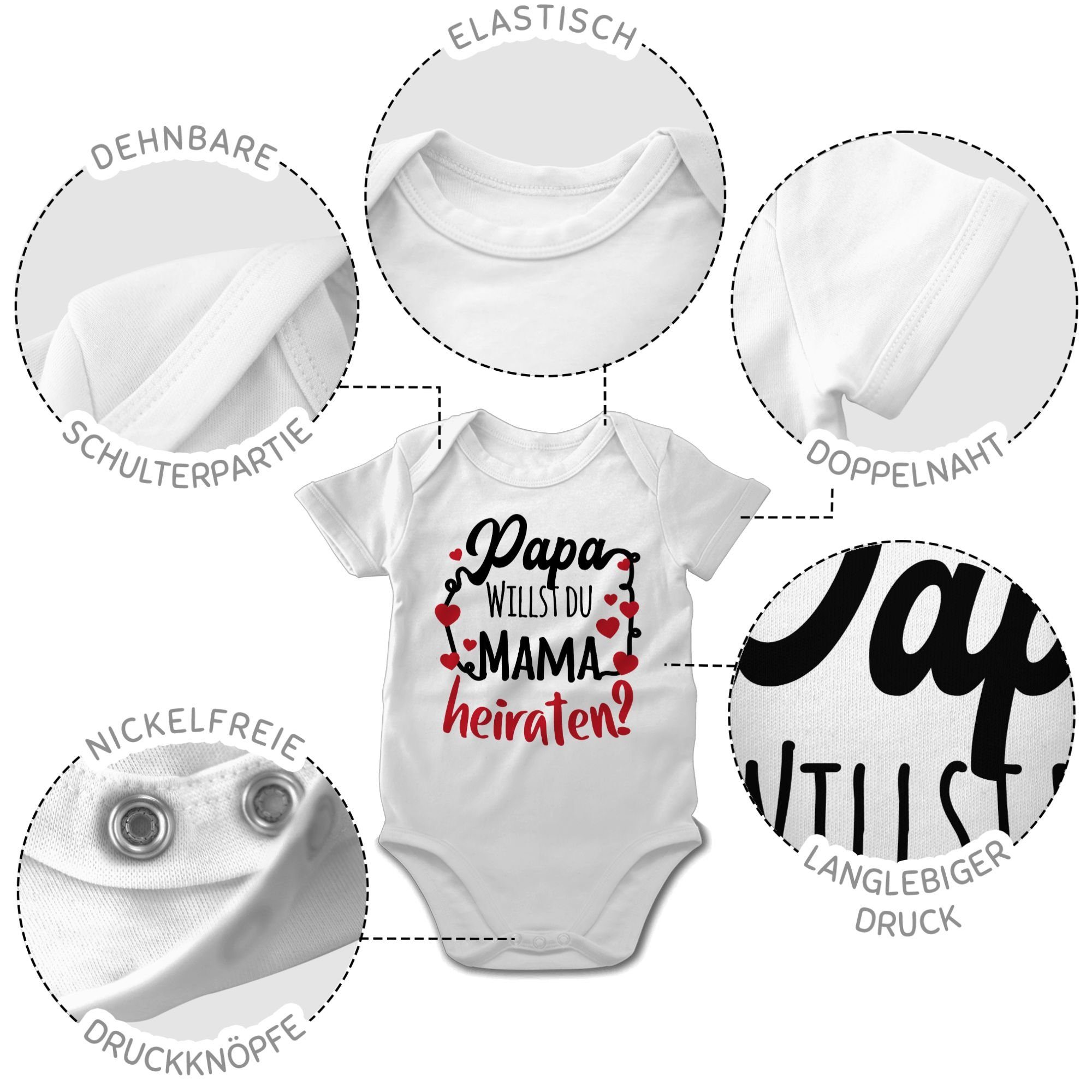 Baby Shirtbody wir - Weiß Mama Heiratsantrag du Hochzeit Shirtracer Papa Papa heiraten heiraten willst Wollen - 1