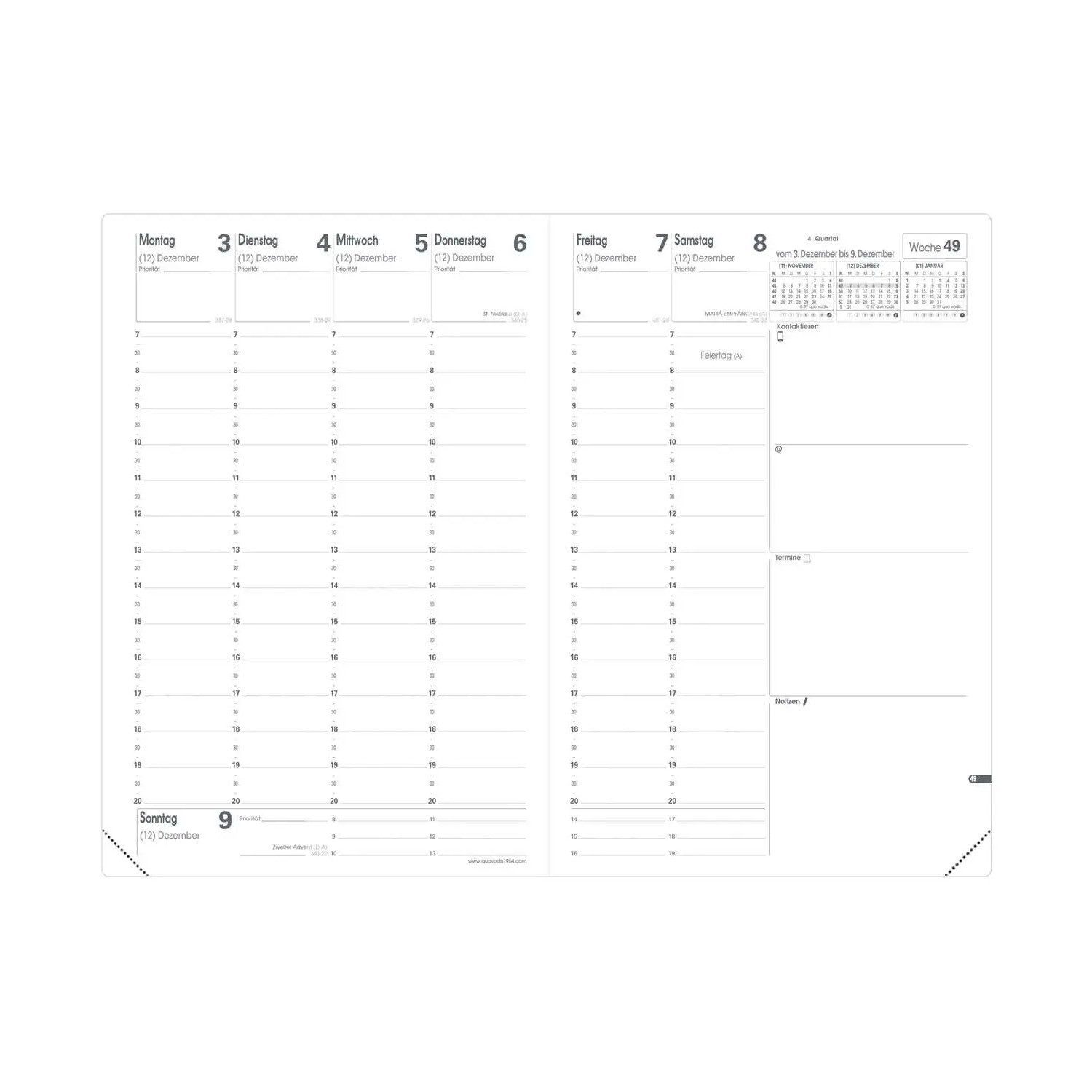 Quo Vadis Taschenkalender Kalendereinlage Minister 2026
