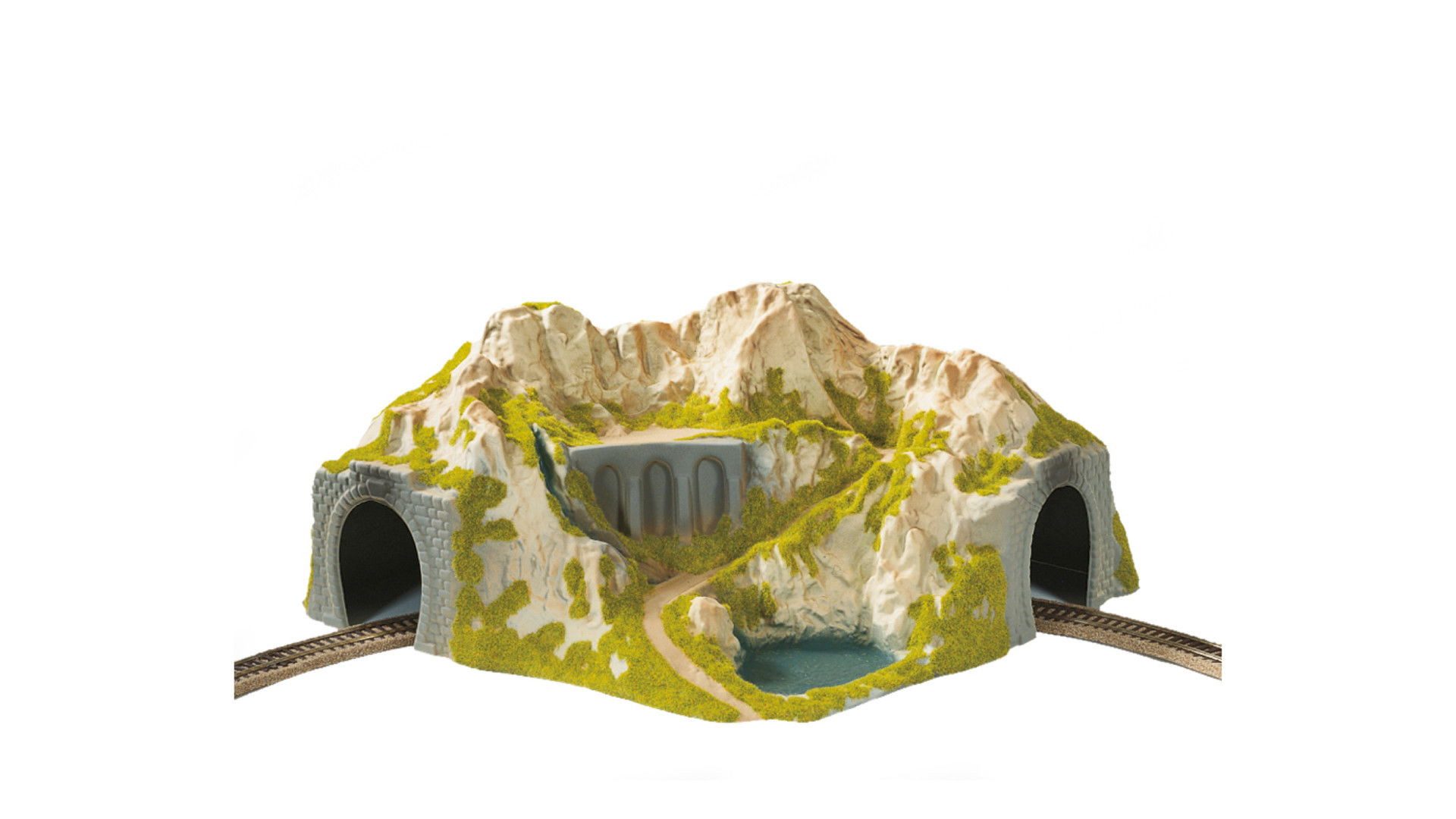 NOCH Modelleisenbahn-Tunnel Ecktunnel, gebogener 1-gleisiger Tunnel, 41 x 37 c
