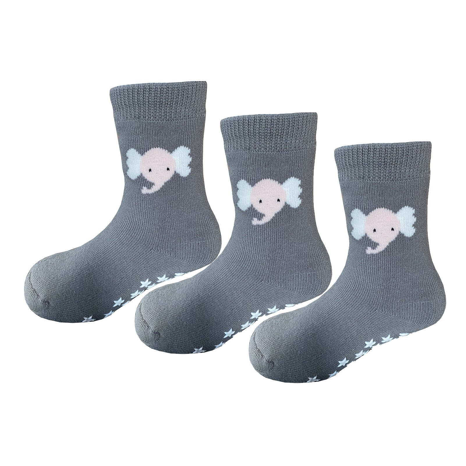 Yalion Langsocken Kinder Baby socken (3 Paar) Anti Rutsch Socken für Jungen Mädchen (Beutel) 005