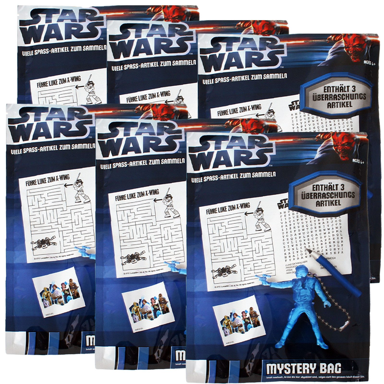 TE-Trend Actionfigur 6 Stück Star Wars Wundertüte Partytüte Mitgebsel, (6-tlg., Mystery Bag), Für jeden Star Wars Fan geeignet