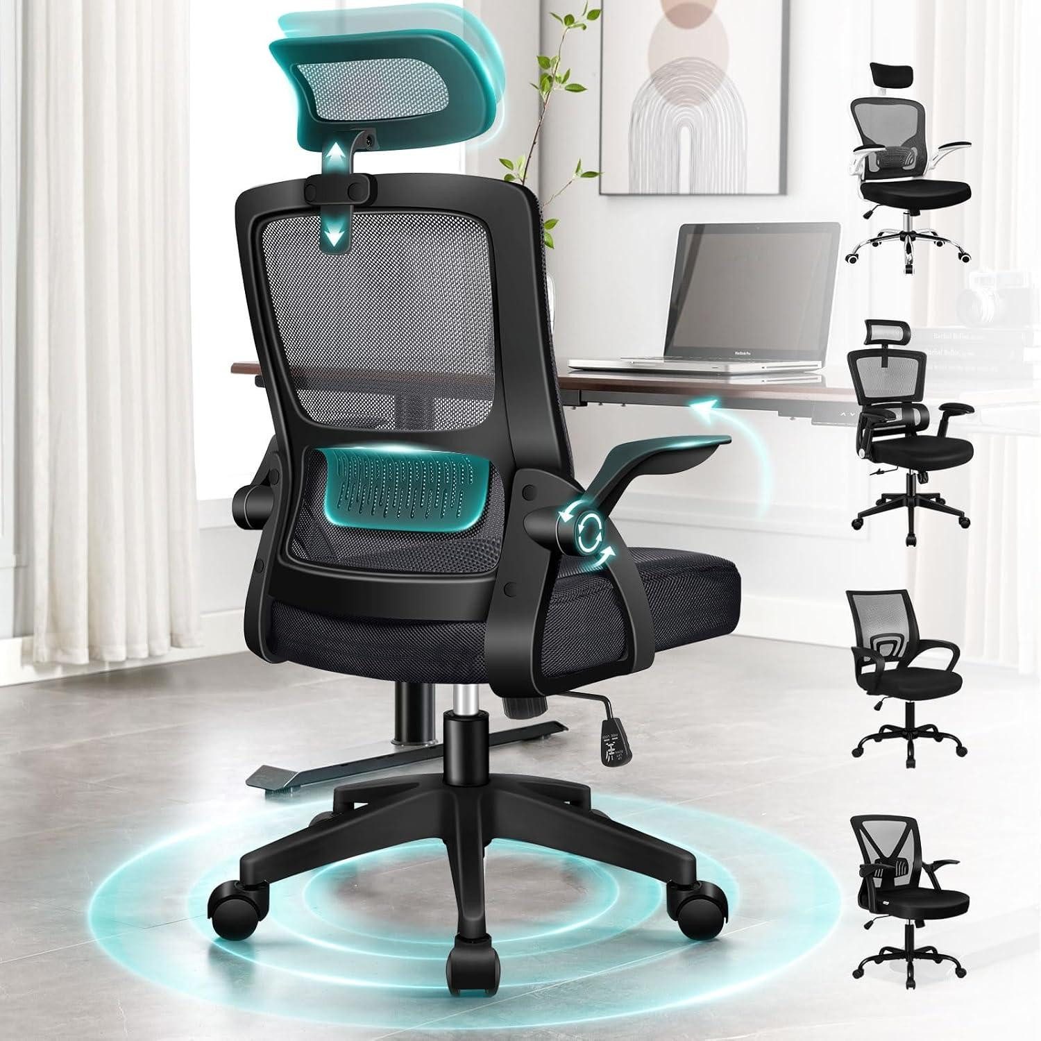 LuxusKollektion Schreibtischstuhl Ergonomischer Bürostuhl mit Lendenstütze, günstig online kaufen