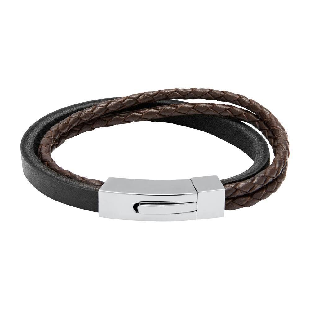 Lederarmband Armband Leder braun schwarz (Länge: 21cm)