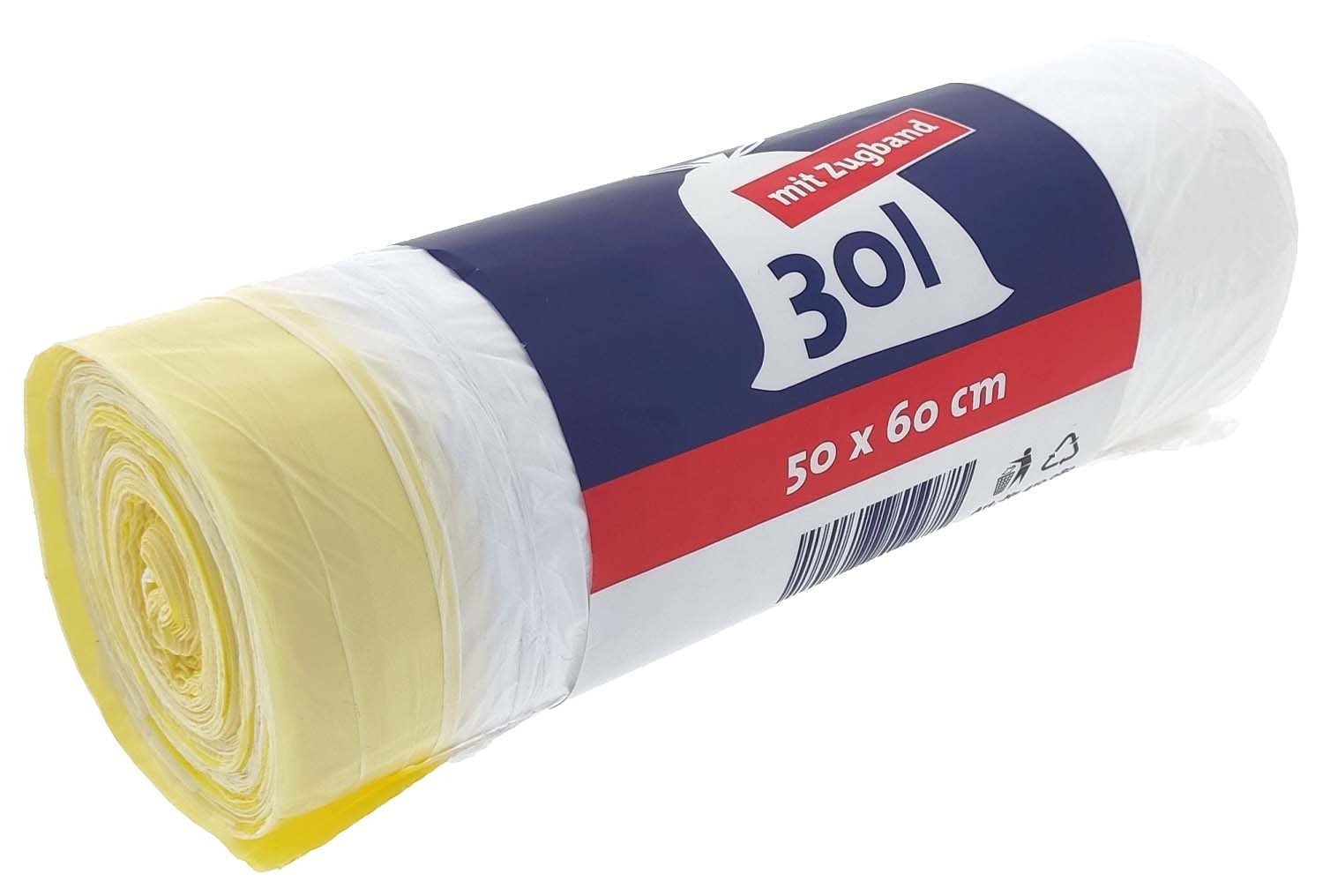 Müllbeutel Müllbeutel 30 L weiß mit Zugband 1 Rolle