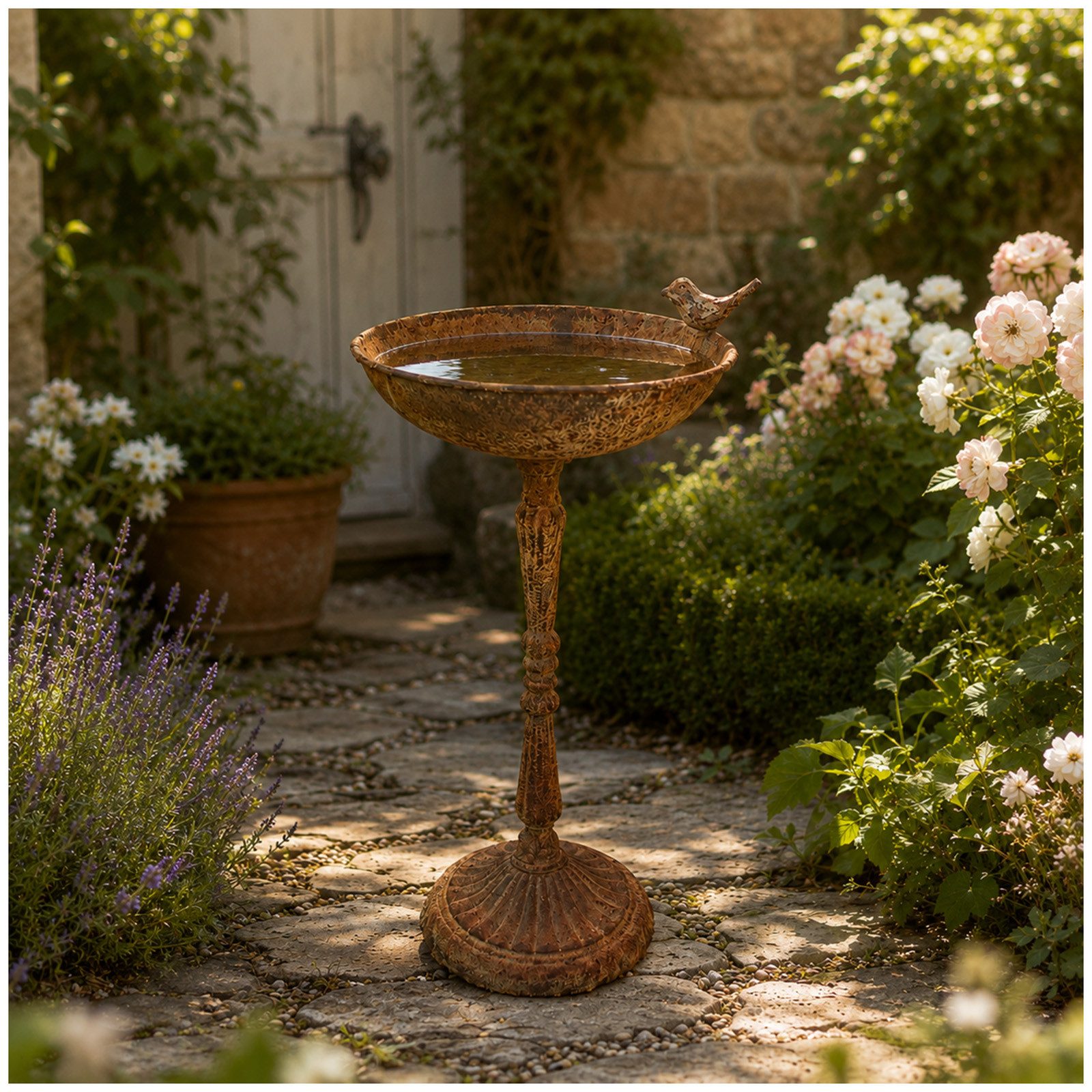HTI-Line Vogeltränke Vogeltränke Verena 2 l, Wasserstelle Vogelbad Ø 23 cm, Höhe 49 cm