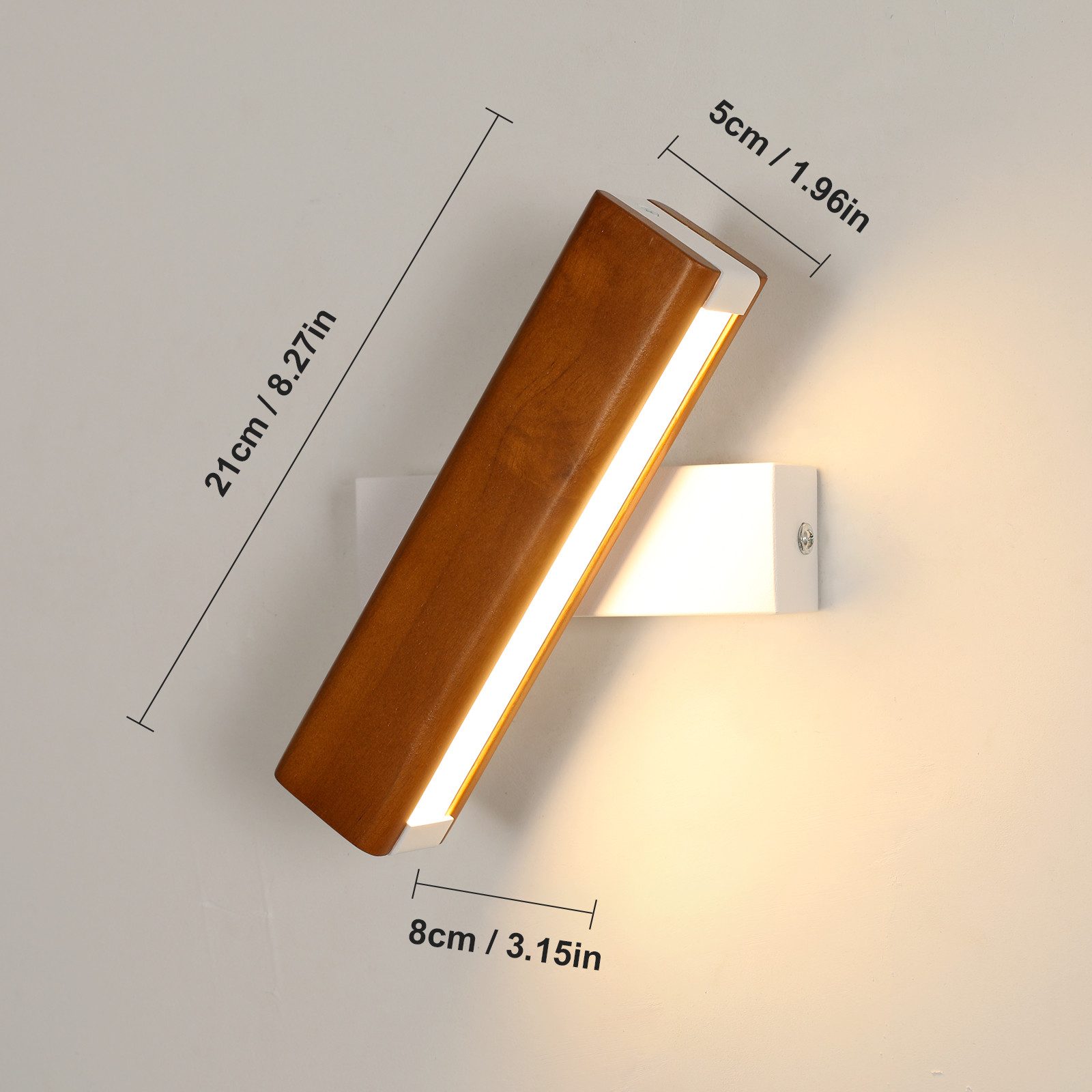 Riserva Wandleuchte Moderne LED Wandleuchte Holz 21cm 4W Warmweiß 3000K 220V, LED wechselbar – Bild 2 von 5